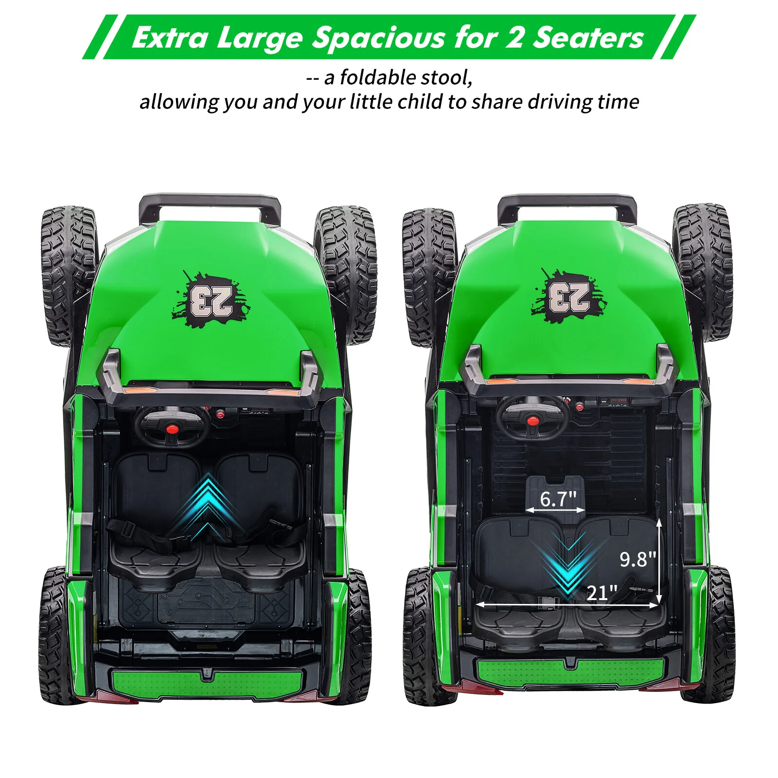 24V 2-Seat Ride-On UTV Car with Remote Control, 15.4" EVA Off-Road Wheels, and Built-In Music - Image 4