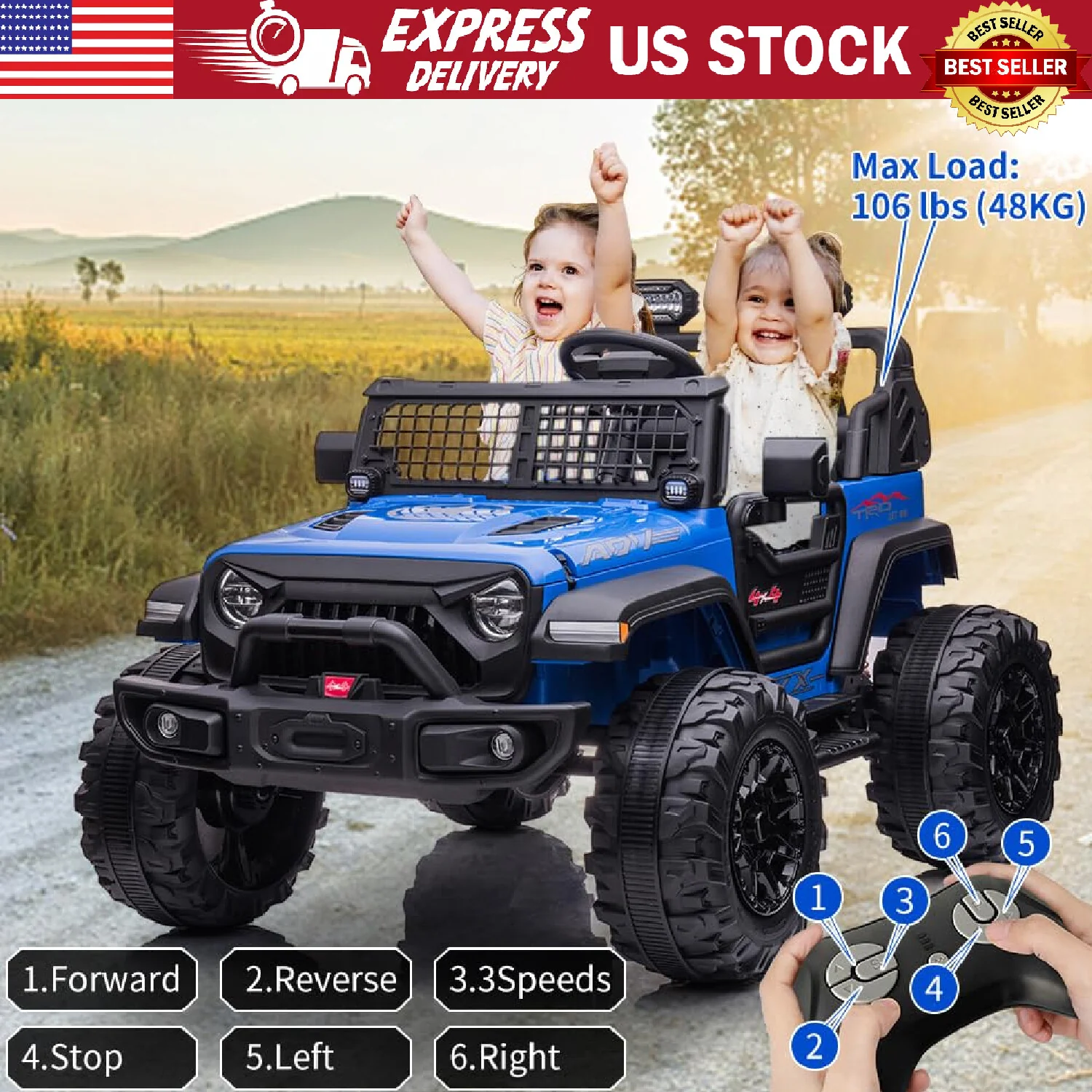 24V 2-Seater Electric Ride-On Car Truck with 9AH Battery and Remote Control for Kids - Image 5