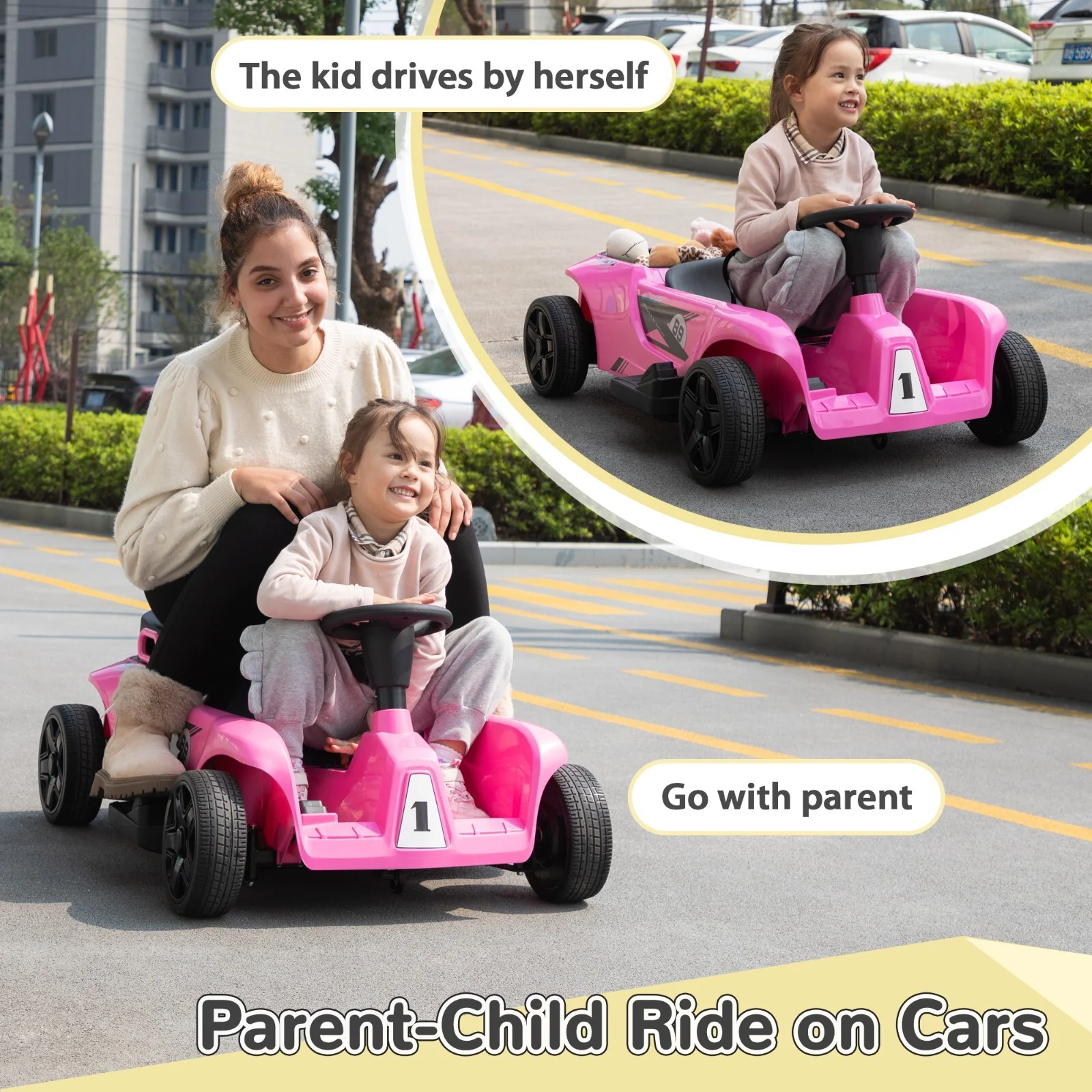 24V 2-Seater Electric Kids Go-Kart with Remote Control 4-Wheel Ride-On Toy for Ages 3-8 Years - Image 4