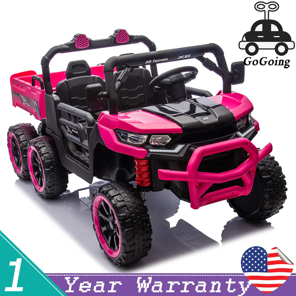 24V Electric 6-Wheel 2-Seater Kids Ride-On Dump Truck, Speeds 1.9-3.1 MPH, Ages 2-6