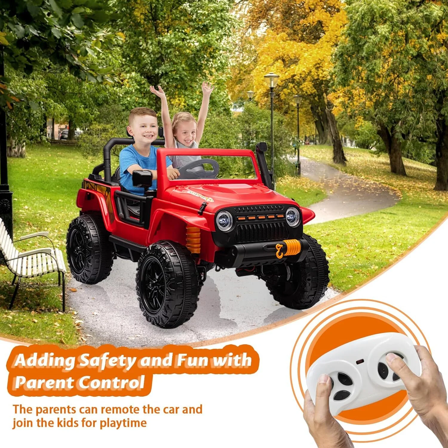 24V 2-Seater Kids Electric Ride-On Car Toy with Remote Control and LED Lights - Image 5