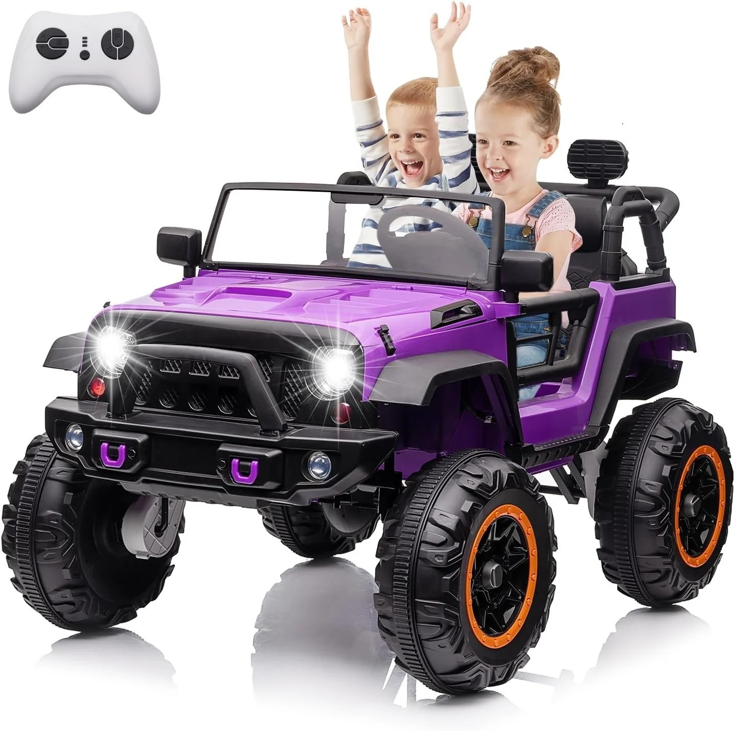 24V 2-Seater Kids Electric 4WD Jeep Truck Ride-On Toy with Remote Control Purple - Image 7