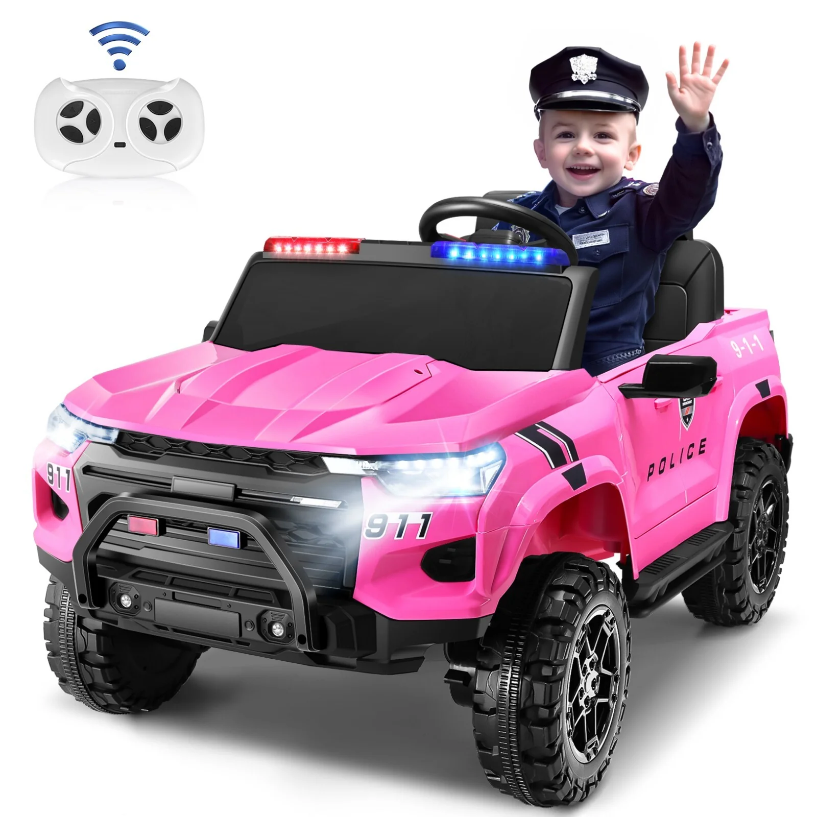 24V Battery-Powered 2-Seater Kids Electric Police Ride-On Car Toy - Image 10