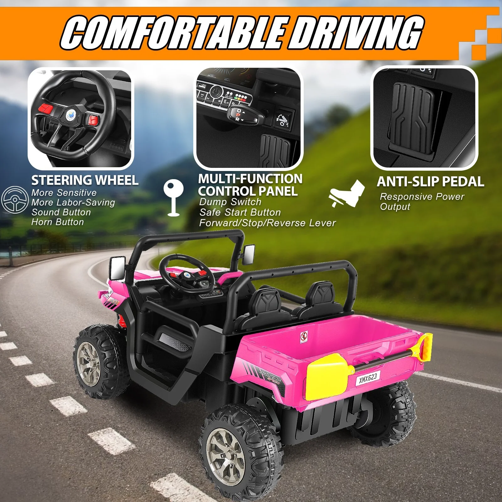 24V 2-Seater Kids Electric Ride-On Truck Car 2WD with Music and Remote Control - Image 4