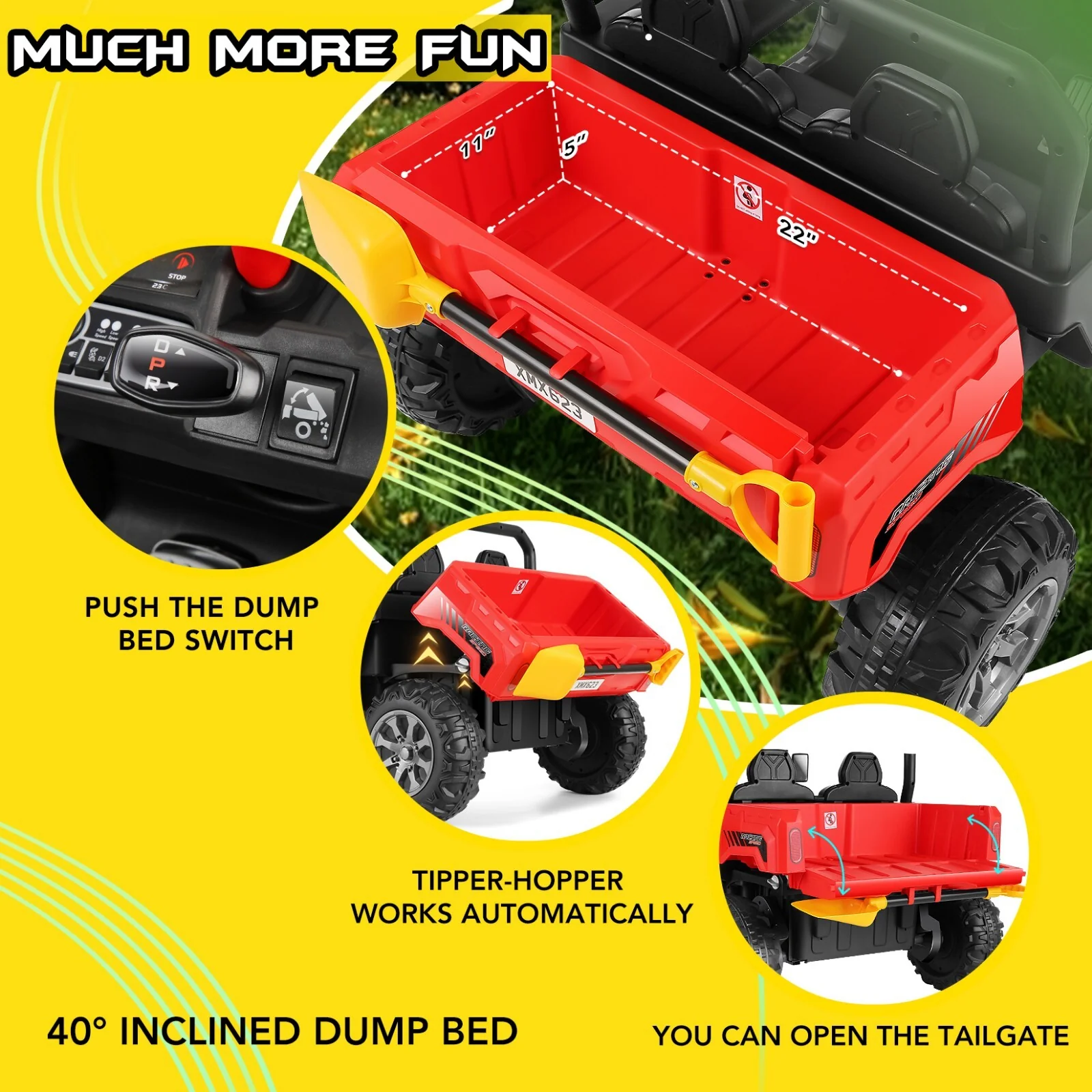 24V 2-Seater Kids Electric Ride-On Truck Car 2WD with Music and Remote Control - Image 7