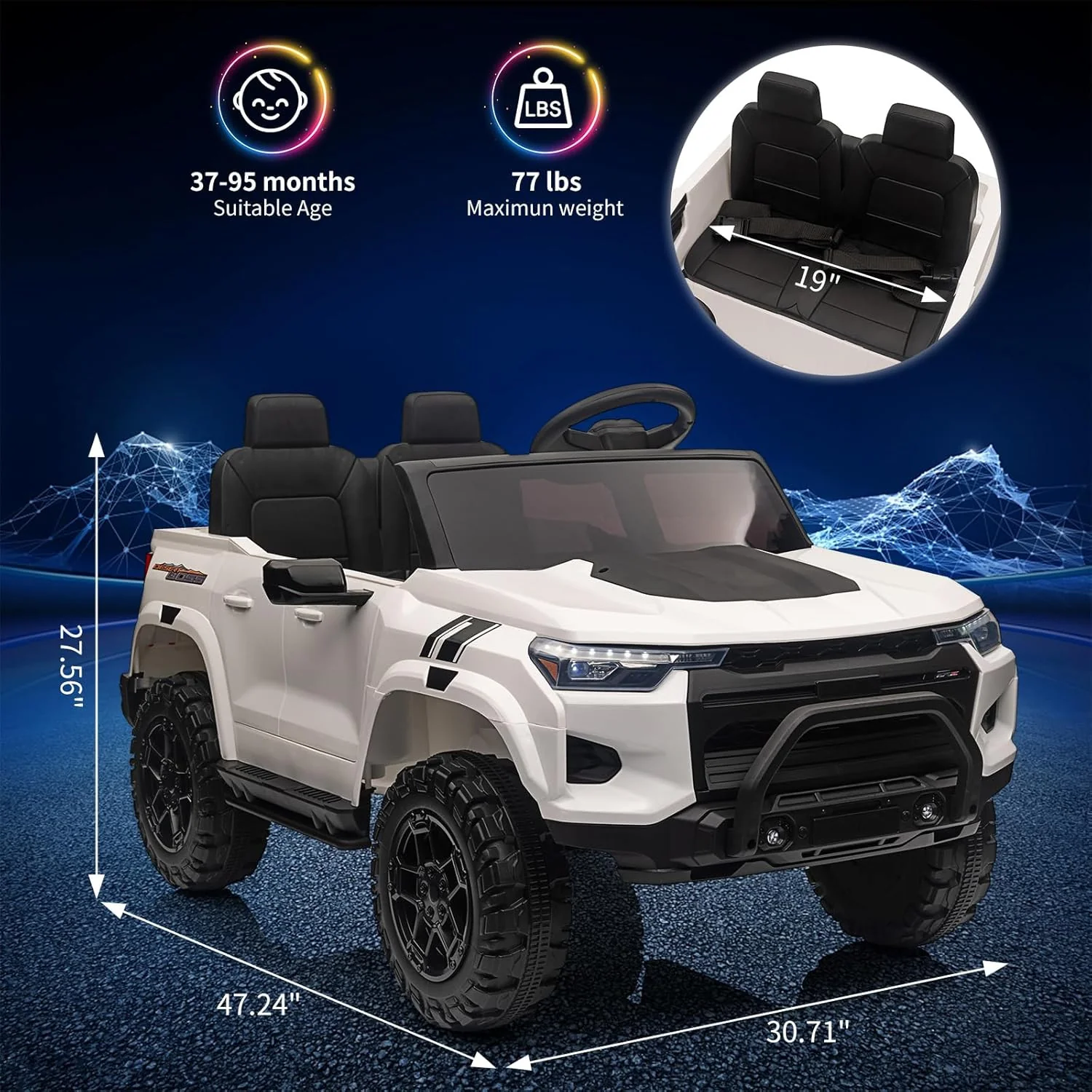 24V Battery-Powered 2-Seater Electric Ride-On Truck for Toddlers and Kids - Image 2