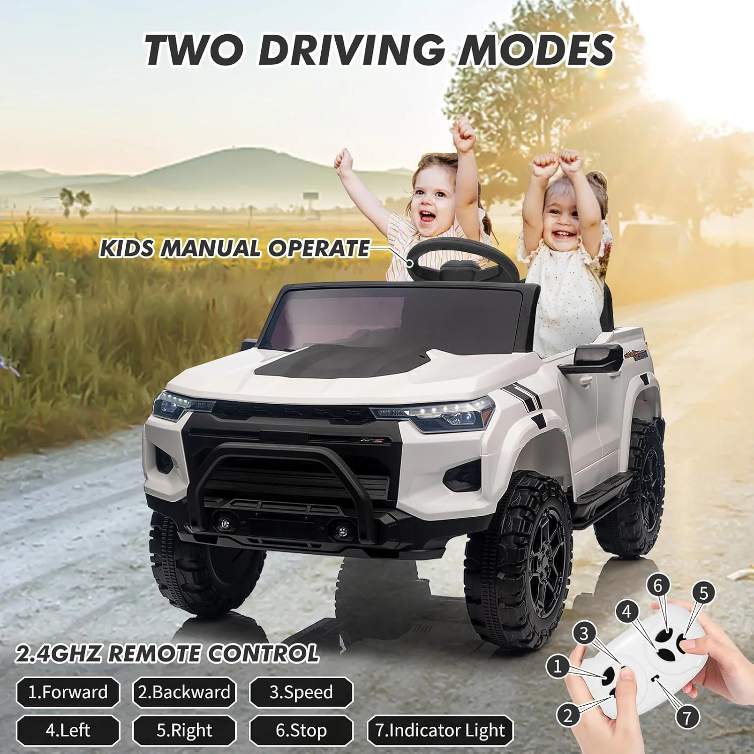 24V Battery-Powered 2-Seater Electric Ride-On Truck for Toddlers and Kids - Image 4