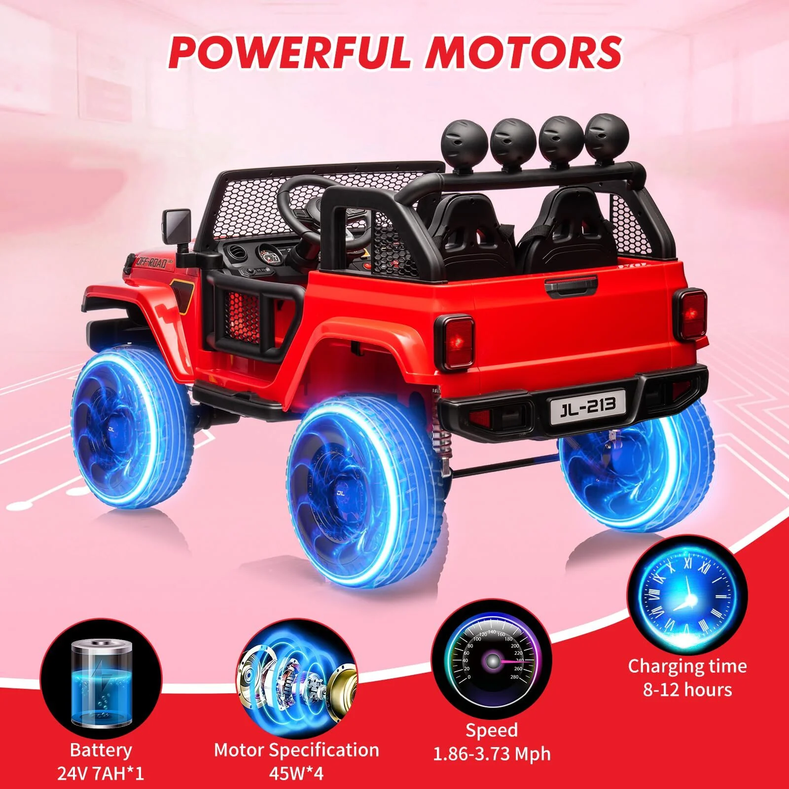 24V 2-Seater Kids Electric Ride-On Truck with Switchable 2WD/4WD Drive - Image 10