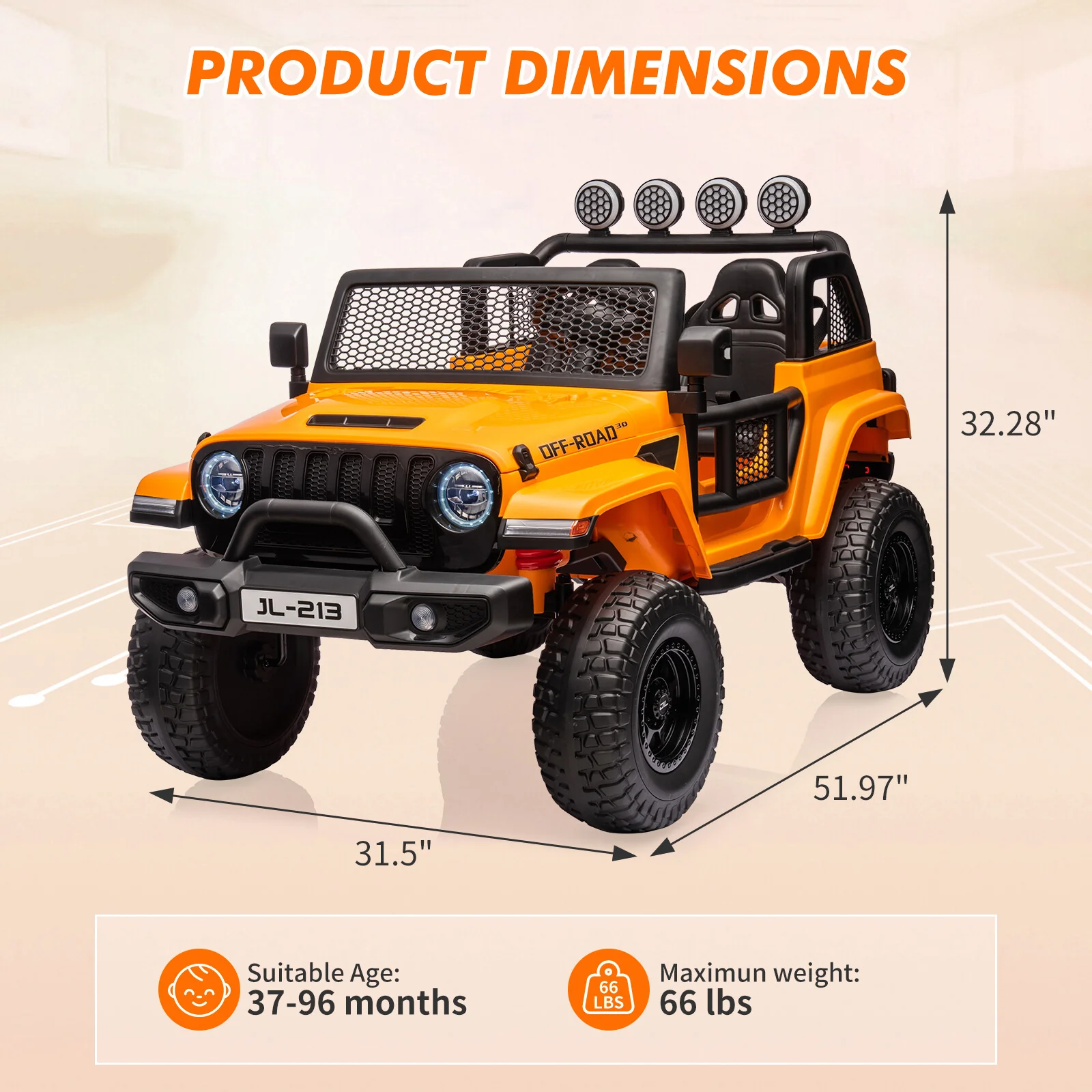 24V 2-Seater Kids Electric Ride-On Truck with Switchable 2WD/4WD Drive - Image 3