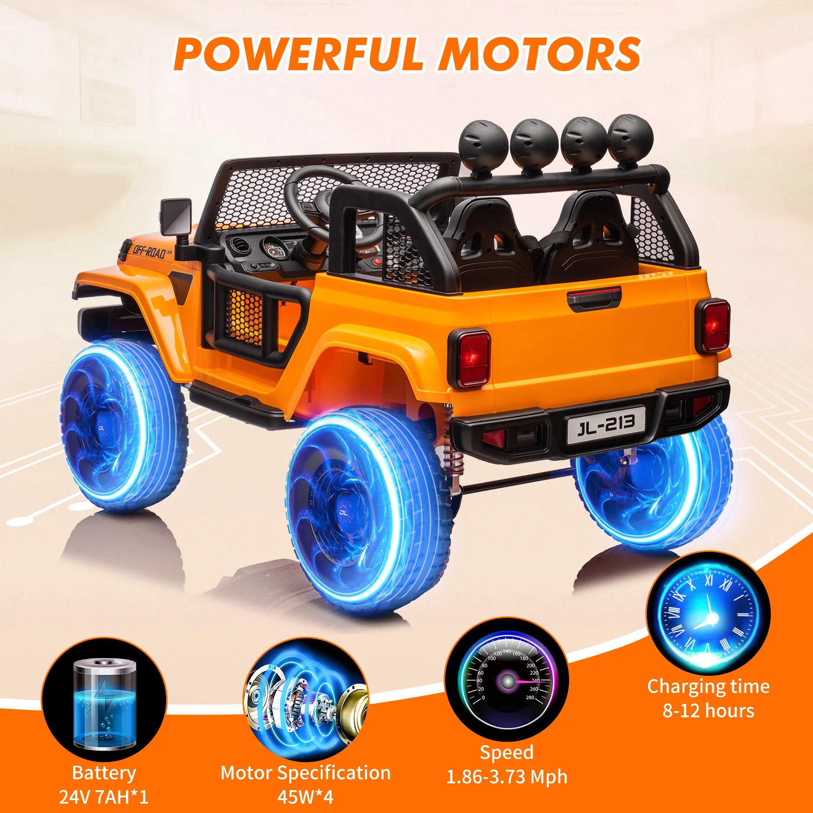 24V 2-Seater Kids Electric Ride-On Truck with Switchable 2WD/4WD Drive - Image 4