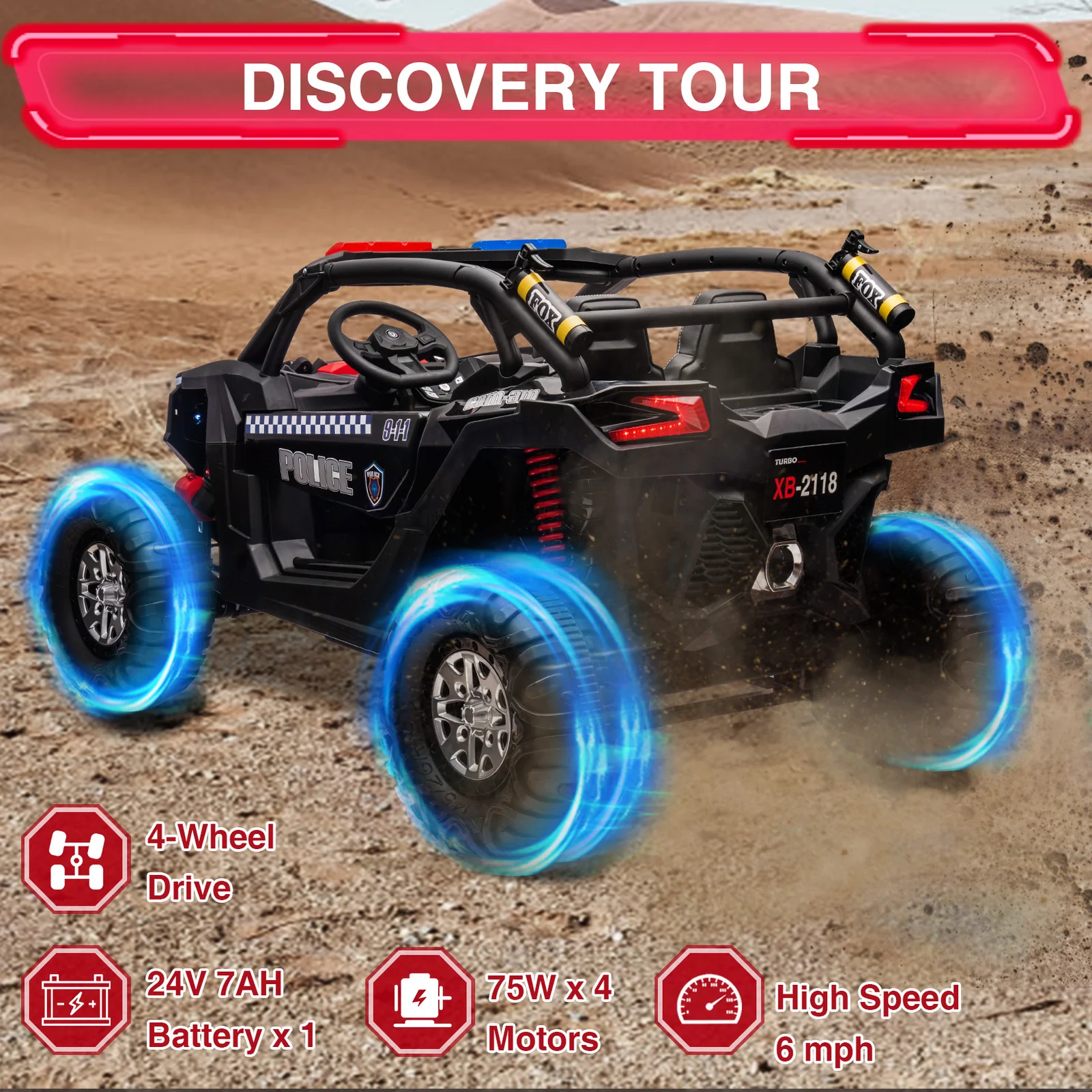 24V 2-Seater Kids Electric Ride-On UTV Car with Remote Control - Image 21