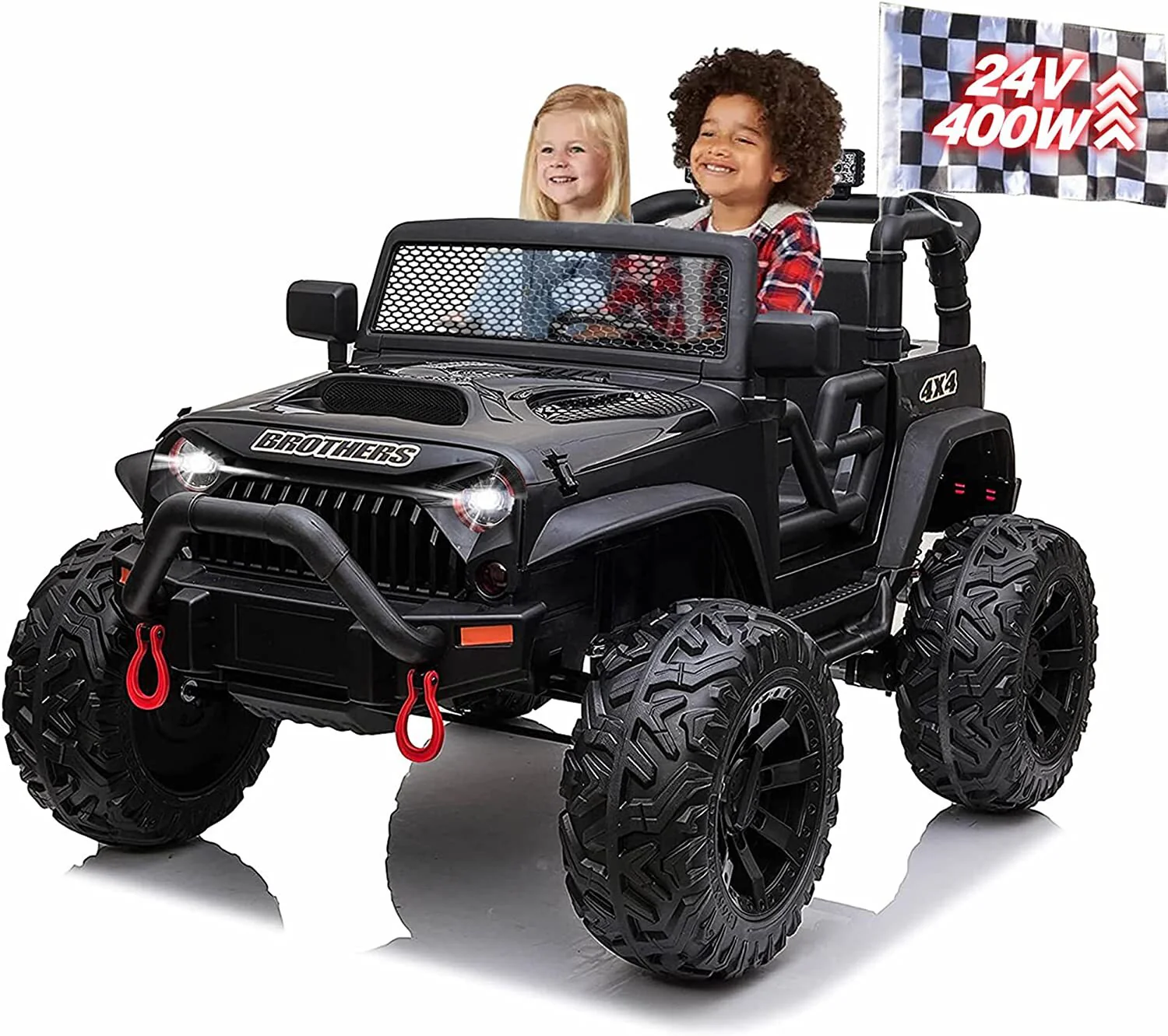 24V 2-Seater Large Kids Ride-On Car with Remote Control, LED Lights, MP3, 400W Motor - Image 5