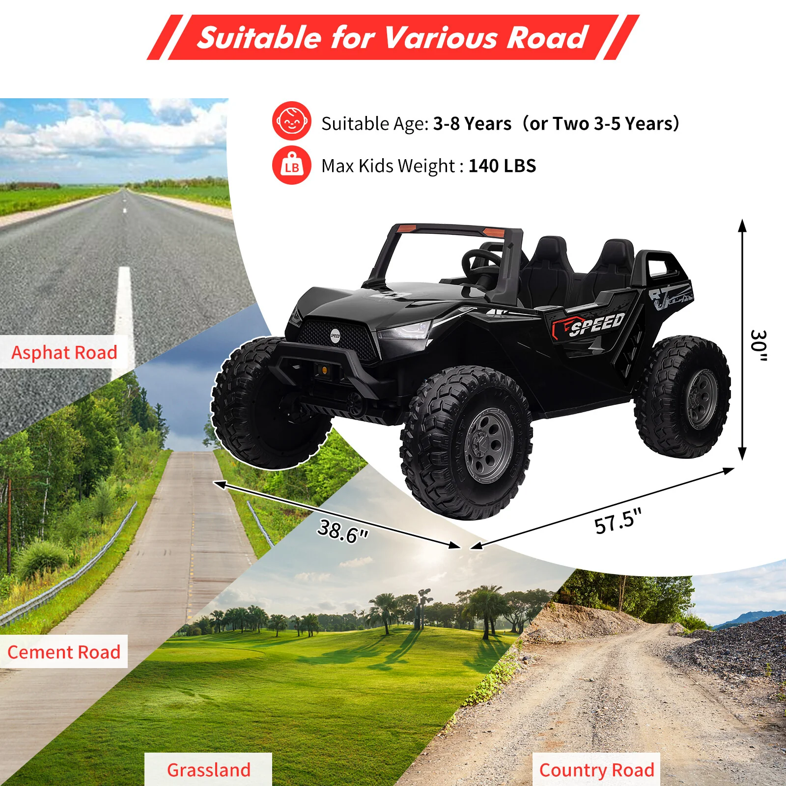 24V 2-Seater Kids Electric 4WD UTV Ride-On Car with Remote Control - Image 16