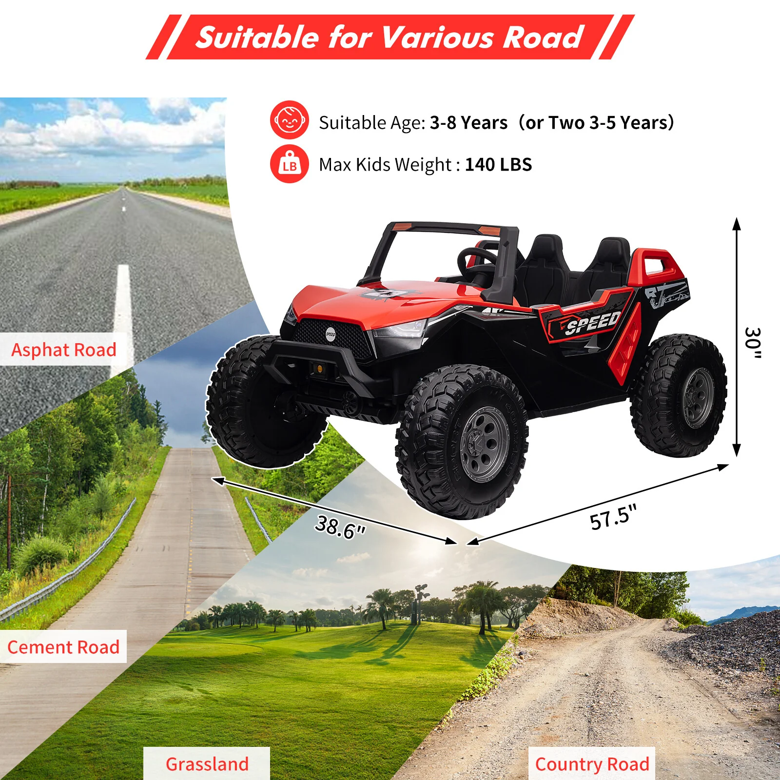 24V 2-Seater Kids Electric 4WD UTV Ride-On Car with Remote Control - Image 5