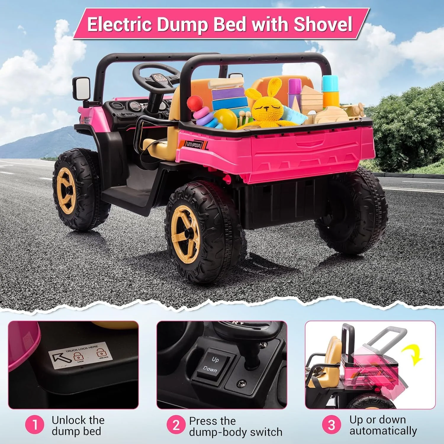24V 2-Seater Electric Off-Road UTV Ride-On Truck for Kids with Remote Control and 4WD - Image 10