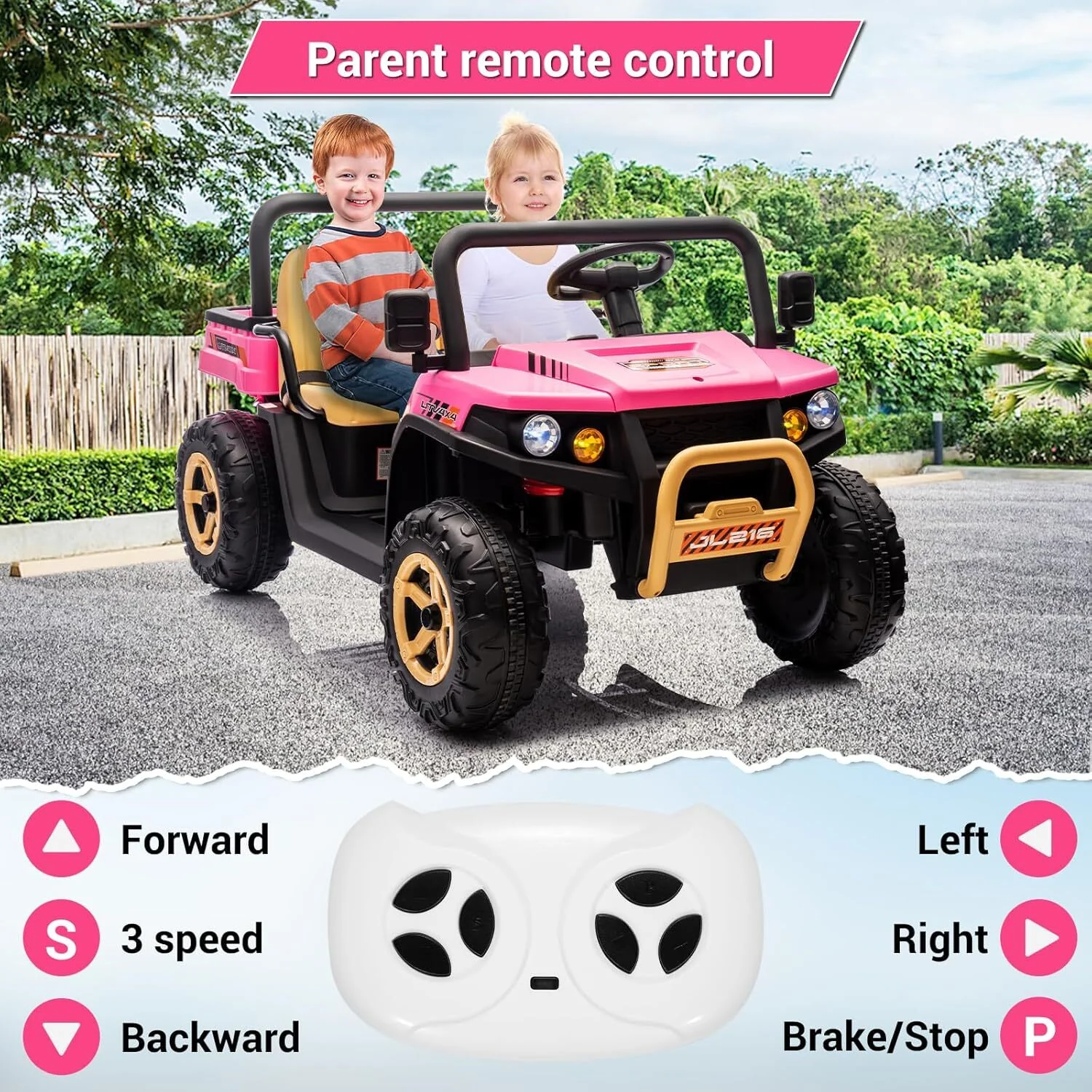 24V 2-Seater Electric Off-Road UTV Ride-On Truck for Kids with Remote Control and 4WD - Image 14