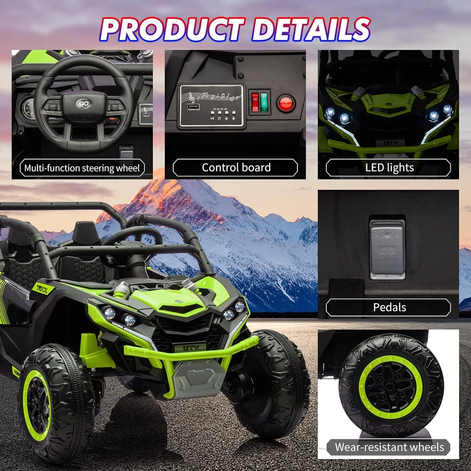 24V 2-Seater Kids Ride-On UTV Truck with Parent Remote Control - Image 8