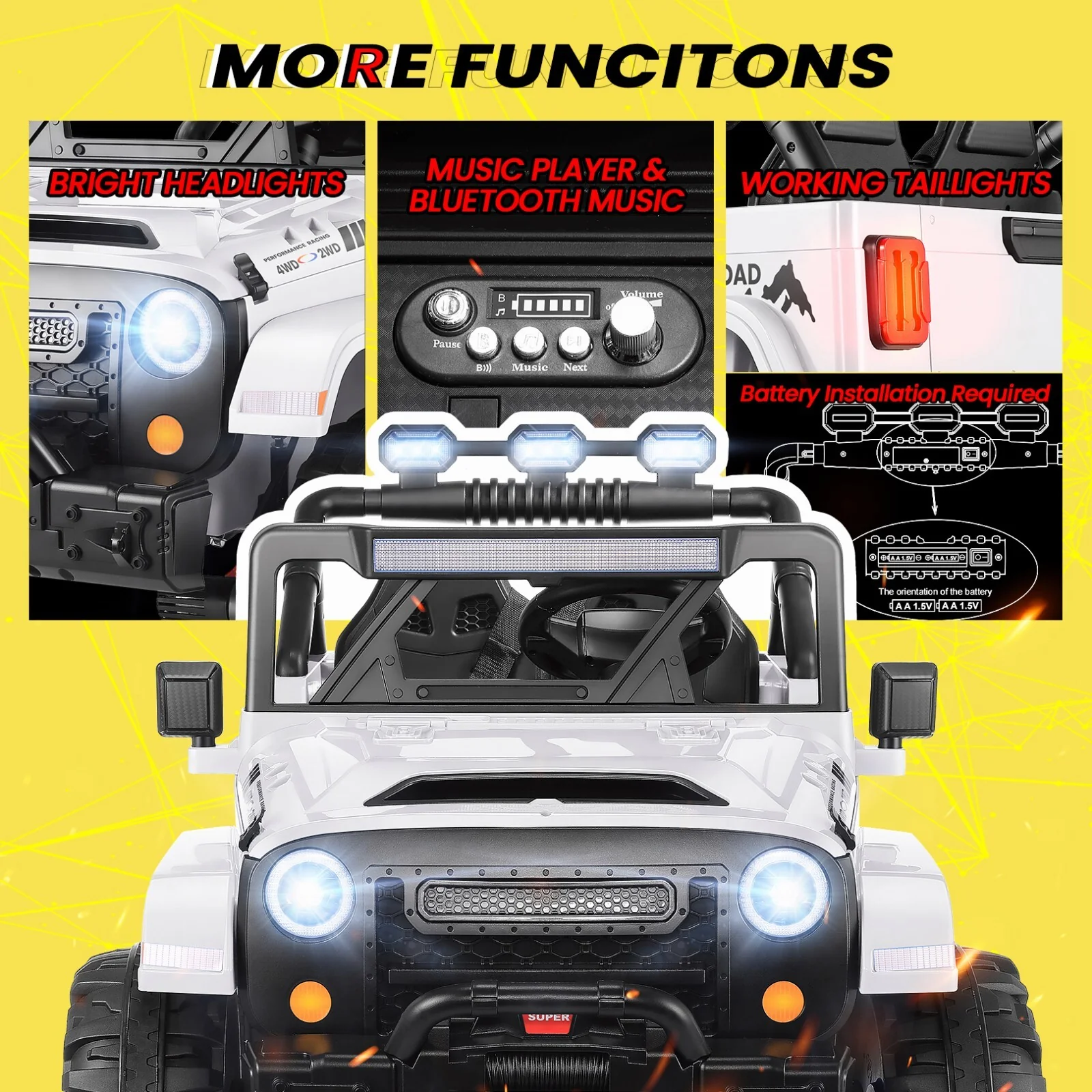 24V 2-Seater Battery-Powered 4x4 Ride-On Truck Car with Remote Control - Image 12
