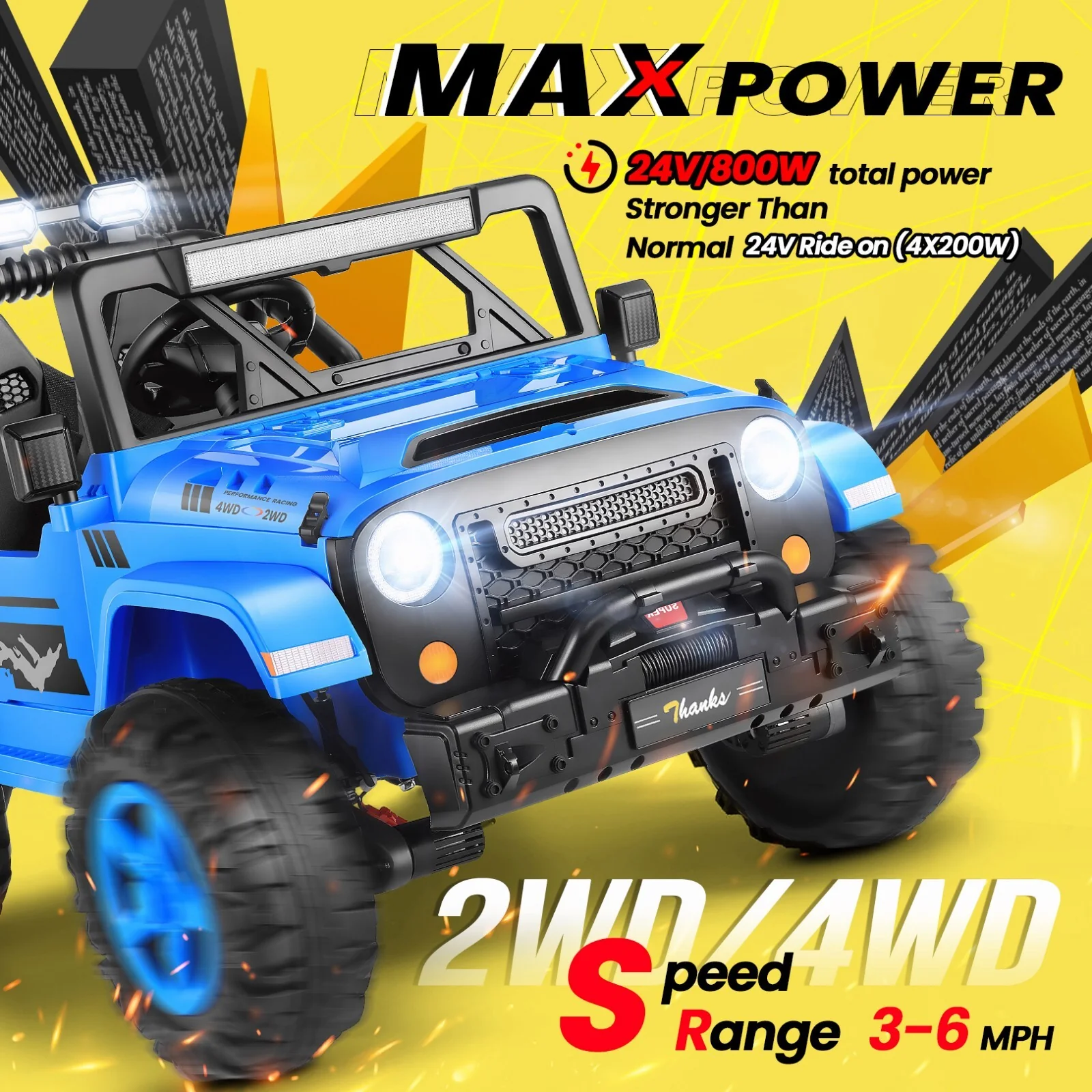 24V 2-Seater Battery-Powered 4x4 Ride-On Truck Car with Remote Control - Image 14