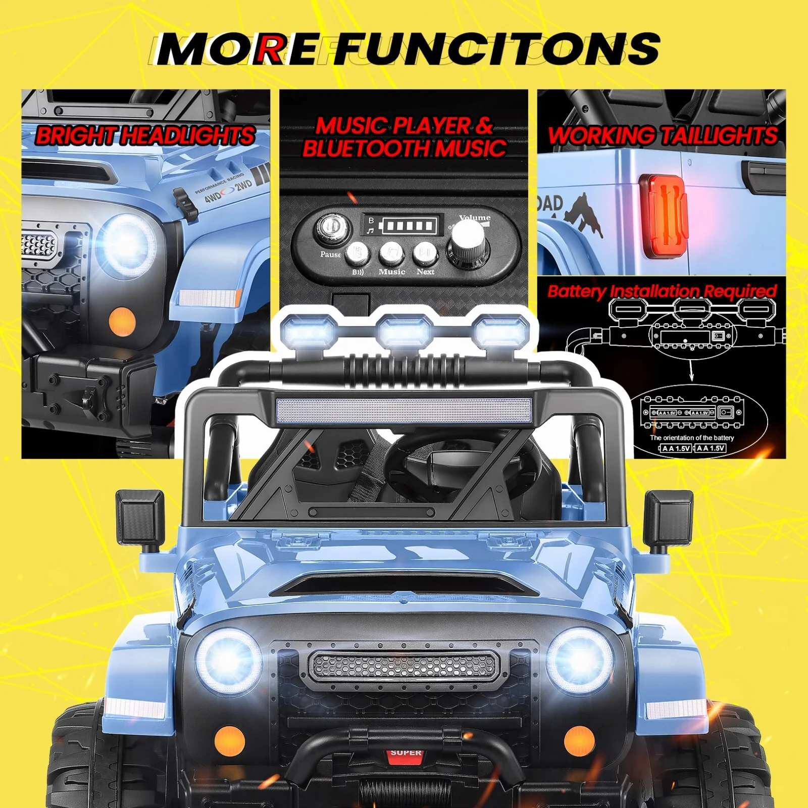 24V 2-Seater Battery-Powered 4x4 Ride-On Truck Car with Remote Control - Image 4