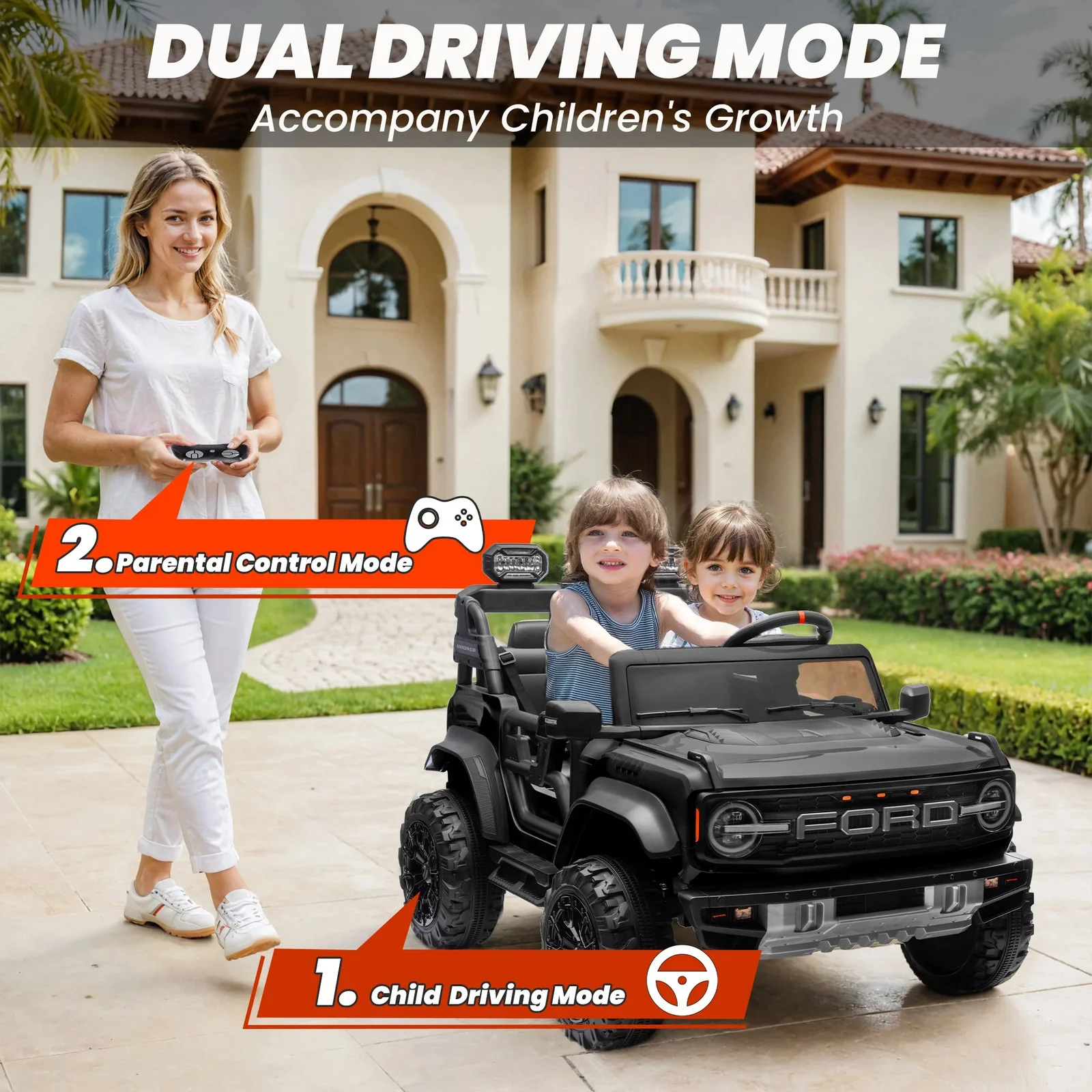 24V Two-Seater Powered Ride-On Car for Kids Licensed Ford Bronco Raptor - Image 3
