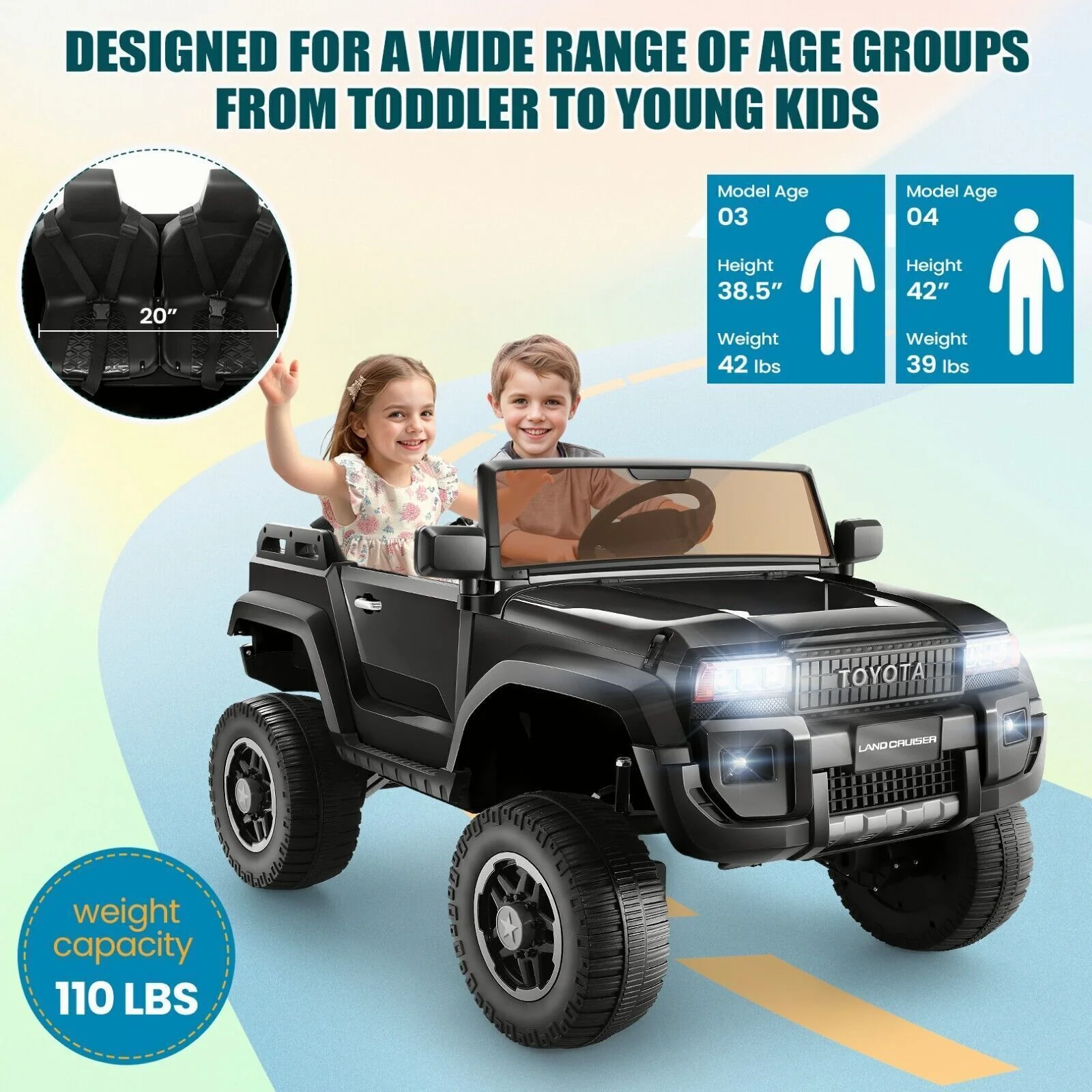 24V 2-Seater Kids Electric Ride-On Car and Truck with Switchable 2WD/4WD - Image 4