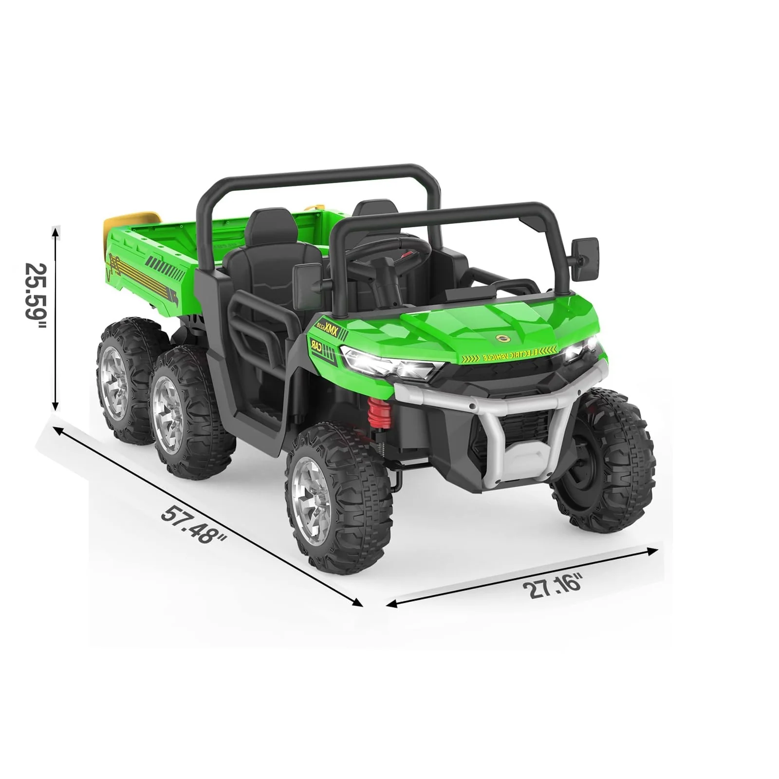 24V 2-Seater Electric Ride-On Dump Truck UTV with 6-Wheel Dump Bed Toy - Image 15