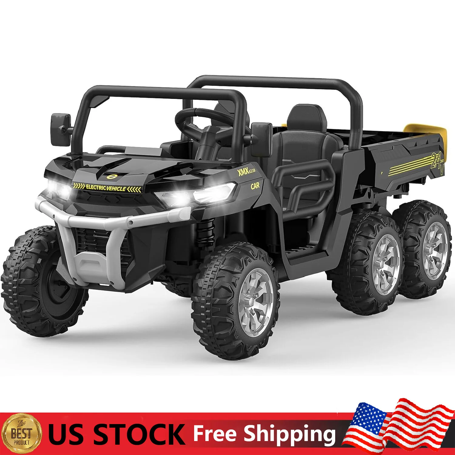 24V 2-Seater Electric Ride-On Dump Truck for Kids with 6 Wheels and Functional Dump Bed - Image 9