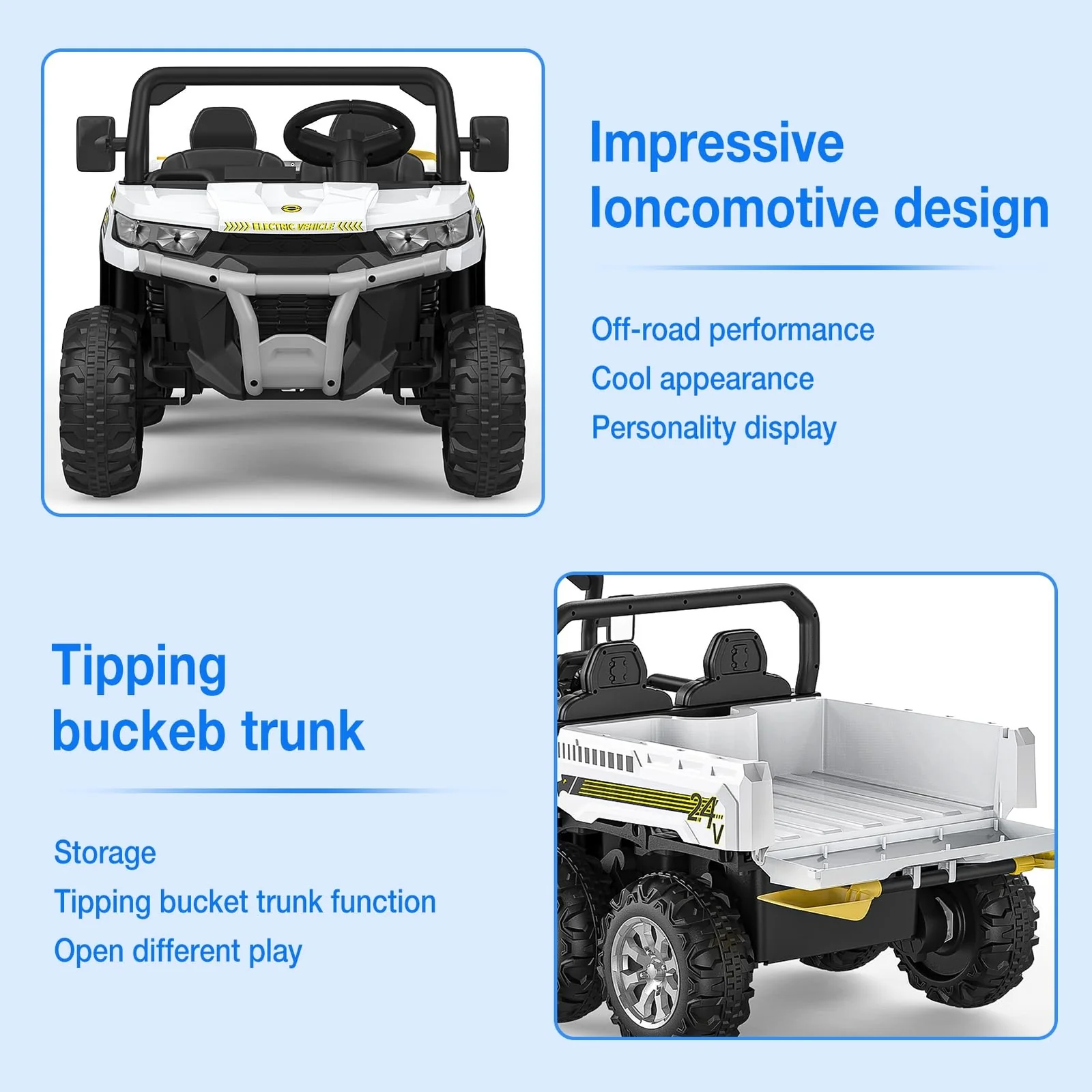 24V 2-Seater Electric Ride-On Dump Truck for Kids with 6 Wheels and Functional Dump Bed - Image 11