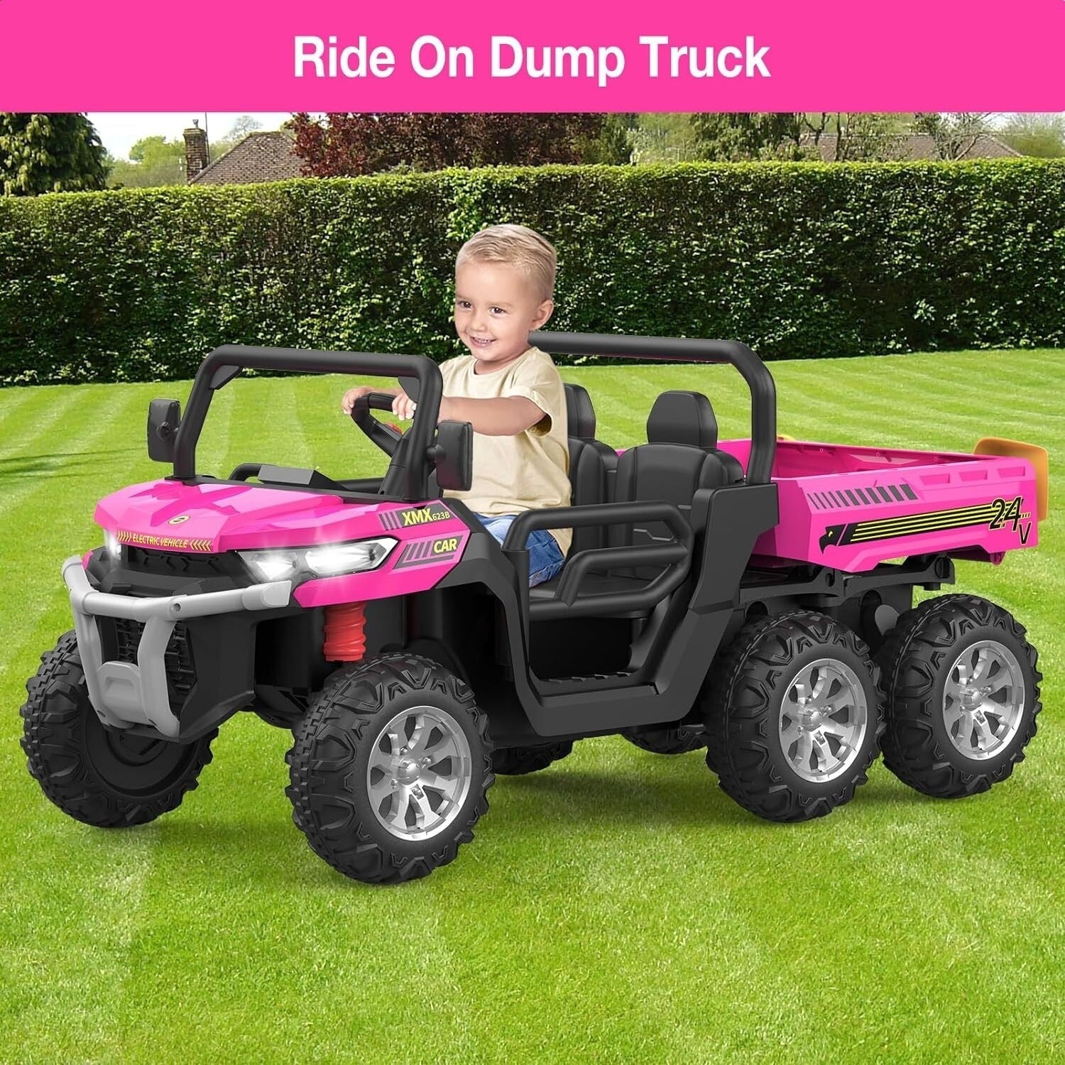 24V 2-Seater Electric Ride-On Dump Truck with Remote Control UTV Car - Image 2