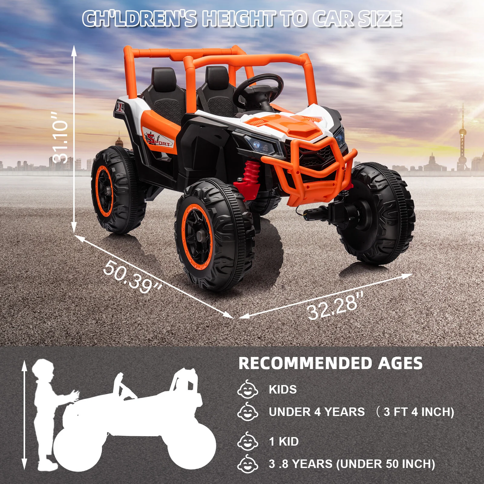 24V 2-Seater Electric Off-Road UTV Ride-On Car with Remote Control and LED Lights for Boys and Girls - Image 13