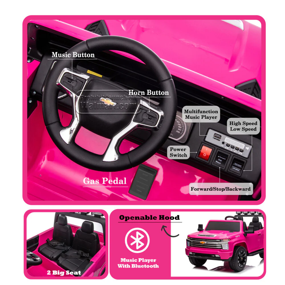 24V 2-Seater 4WD Ride-On Truck with Remote Control, Metal Suspension, FM/Bluetooth, and LED Lights - Image 12