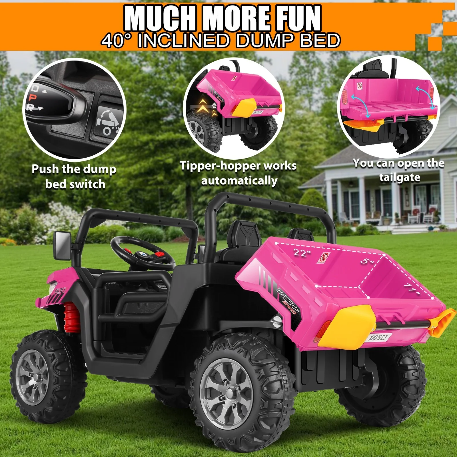 24V 2-Seater Kids Electric Ride-On Dump Truck with Remote Control and Battery Power - Image 8