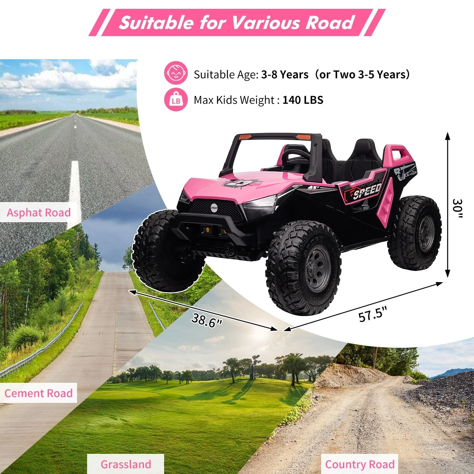 24V 2-Seater 4WD Ride-On UTV Car with Remote Control for Kids - Image 11