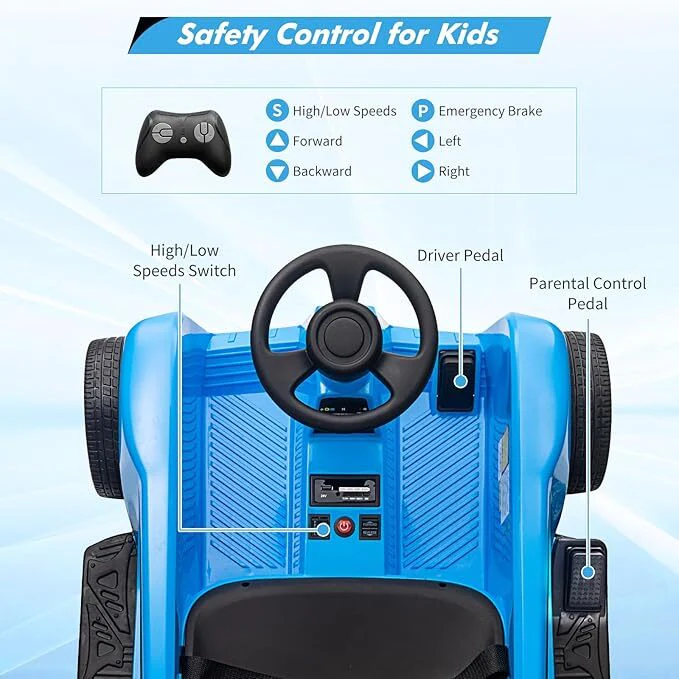 24V 2-Seater Ride-On Vehicle Toy with Remote Control and 120W Motors for Kids - Image 7