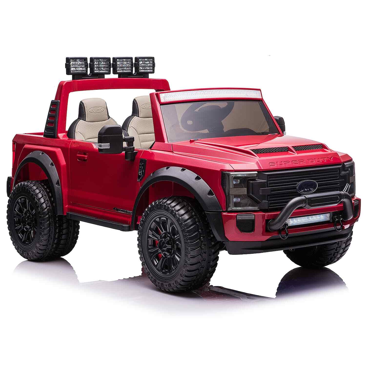 24V 2-Seater Custom Edition Kids Ride-On Ford F450 Truck with Lights and Remote Control Red - Image 5