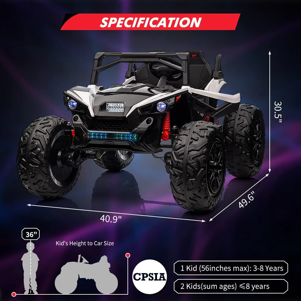 24V 2-Seater Kids 4WD Electric Ride-On UTV Car with LED Lights and Remote Control - Image 8