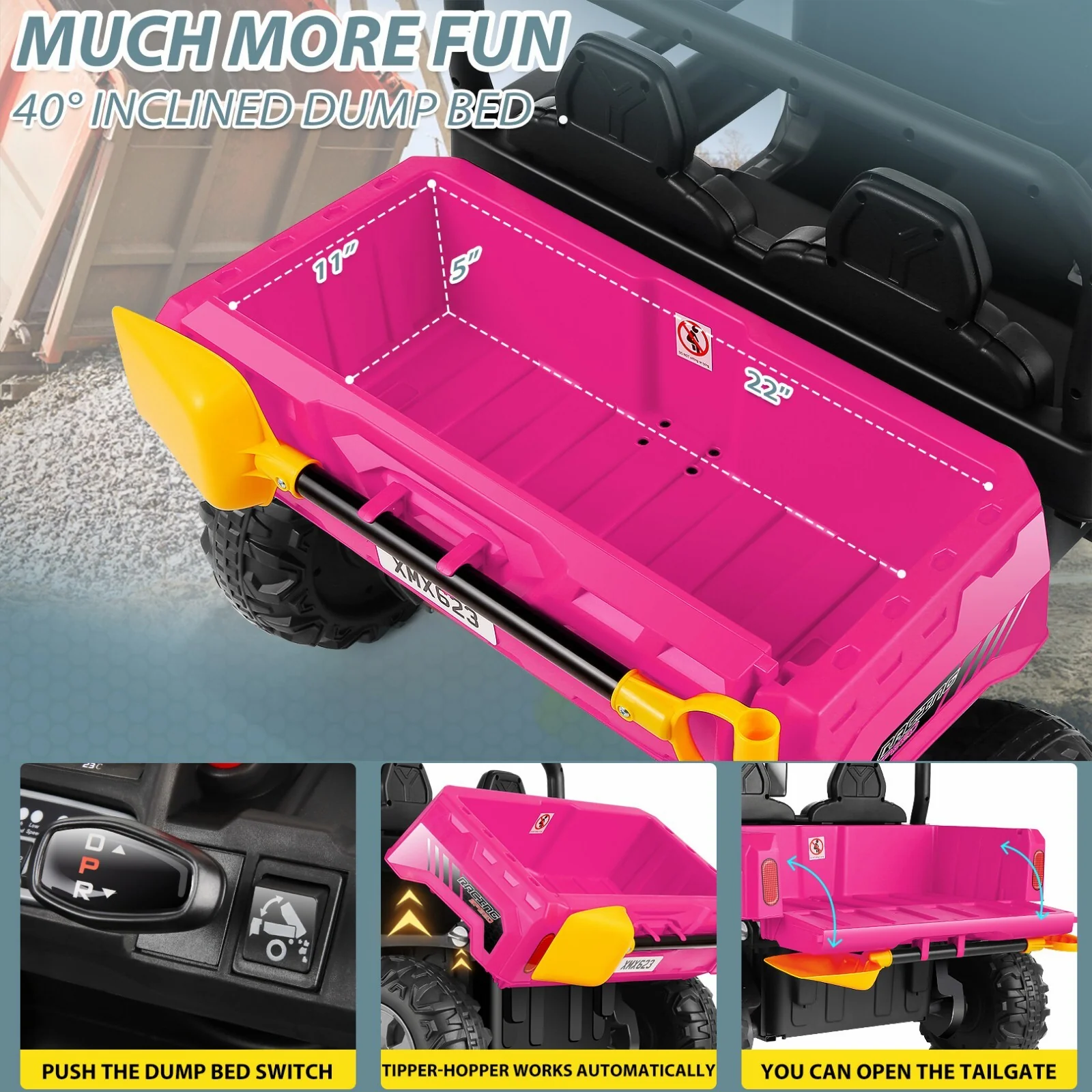 24V 2-Seater Electric Ride-On UTV Car for Kids with 2x200W Motors and Remote Control - Image 18