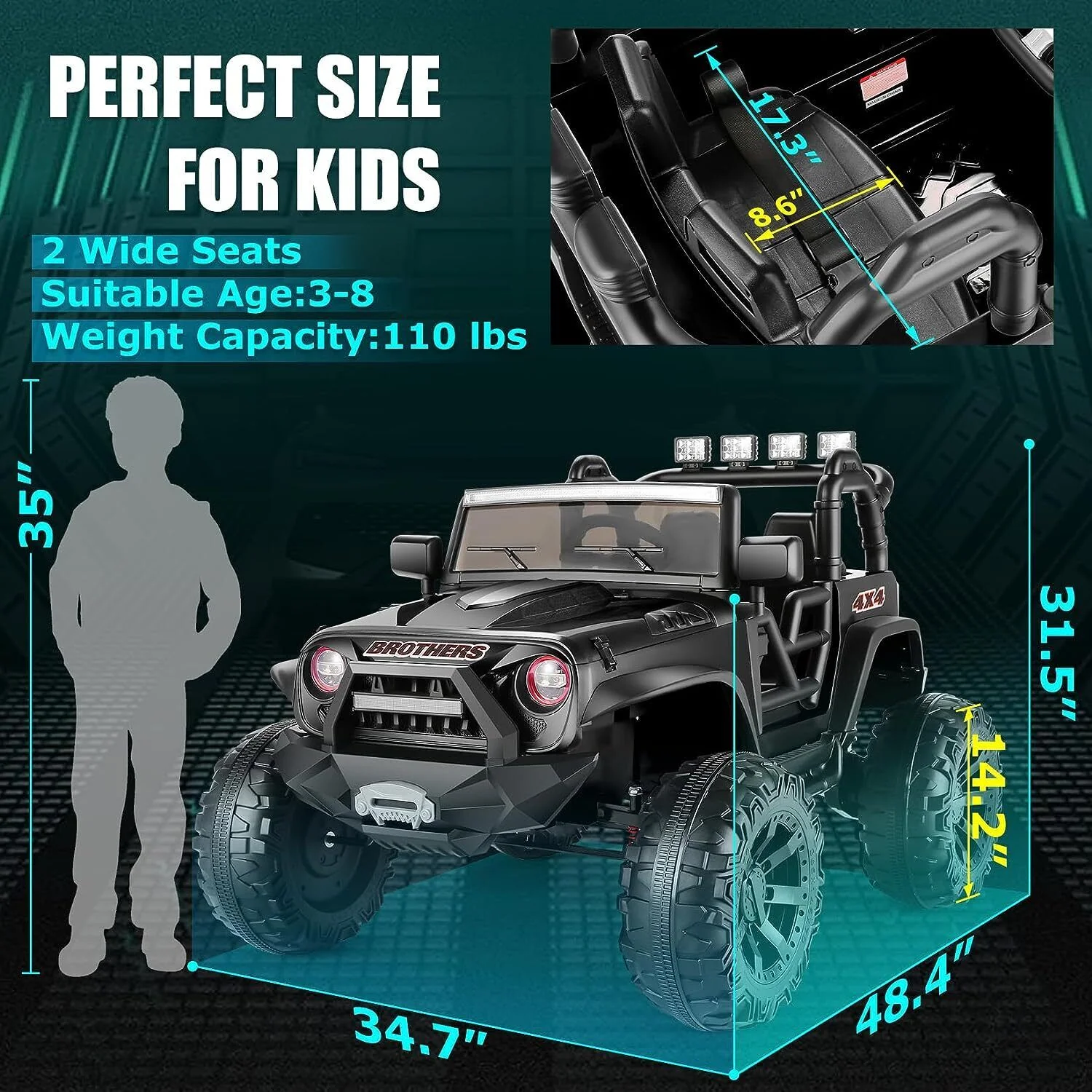 24V 2x200W Electric Ride-On Car for Kids with Remote Control - 2 Seater - Image 10