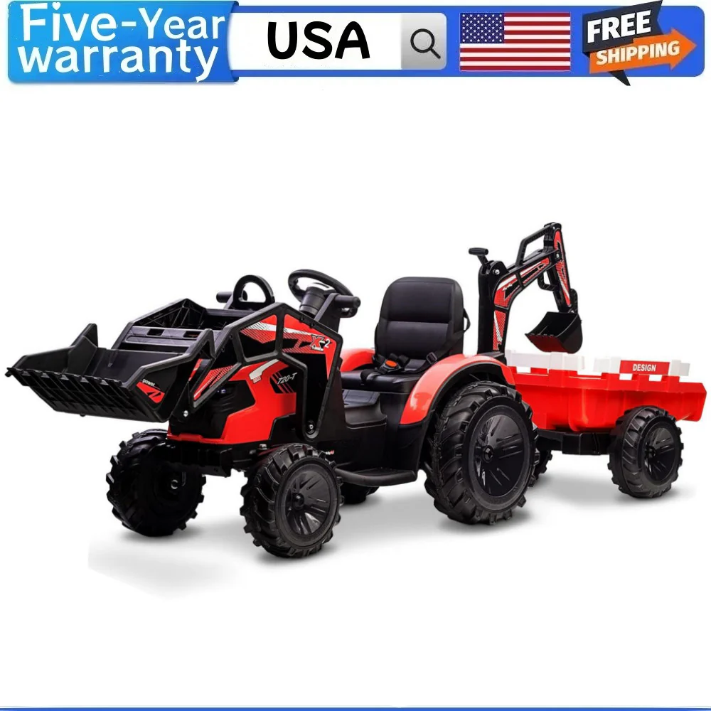 24V 3-in-1 Kids Electric Ride-On Tractor, Excavator & Bulldozer Vehicle Trail - Image 8