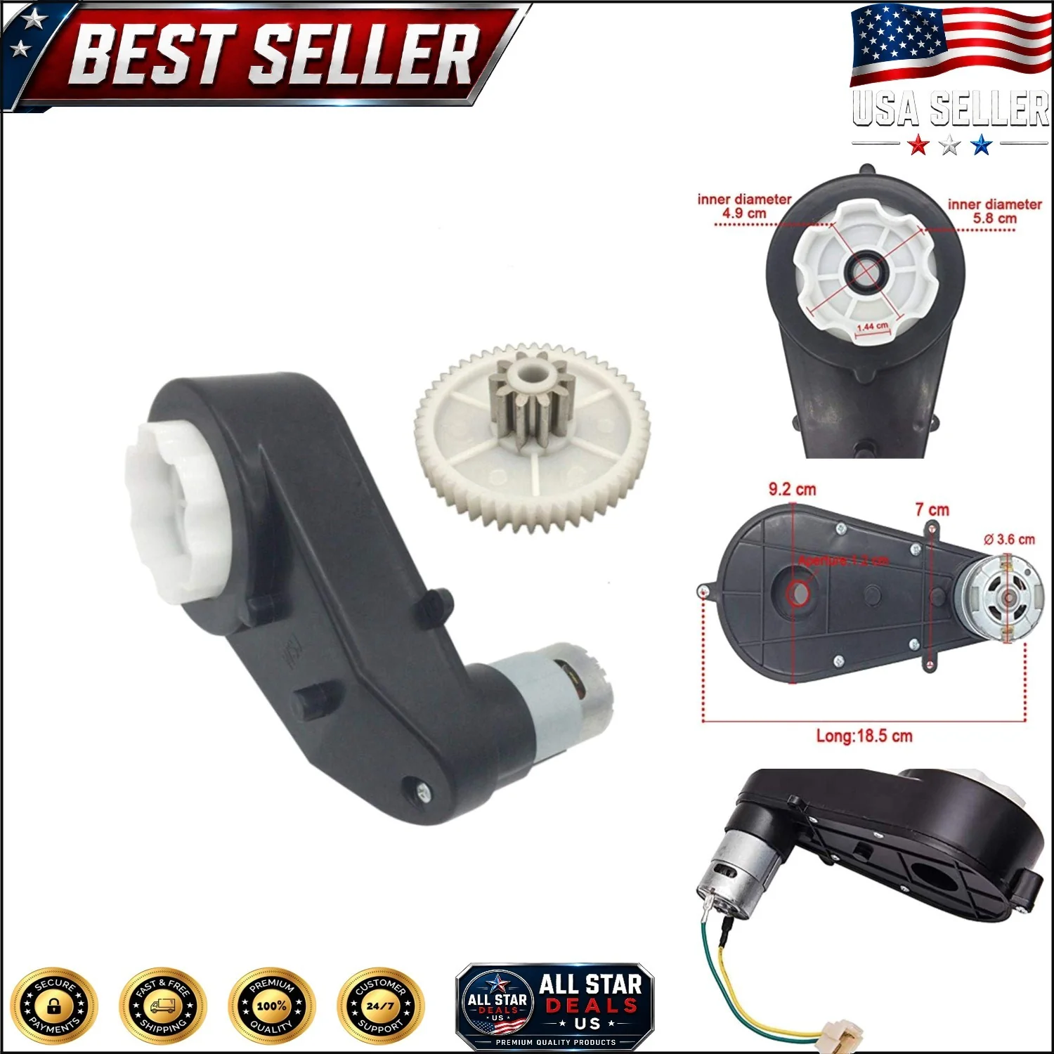 High-Speed 24V Gear Motor for Kids Ride-On Vehicles - Enhance Performance Seamlessly