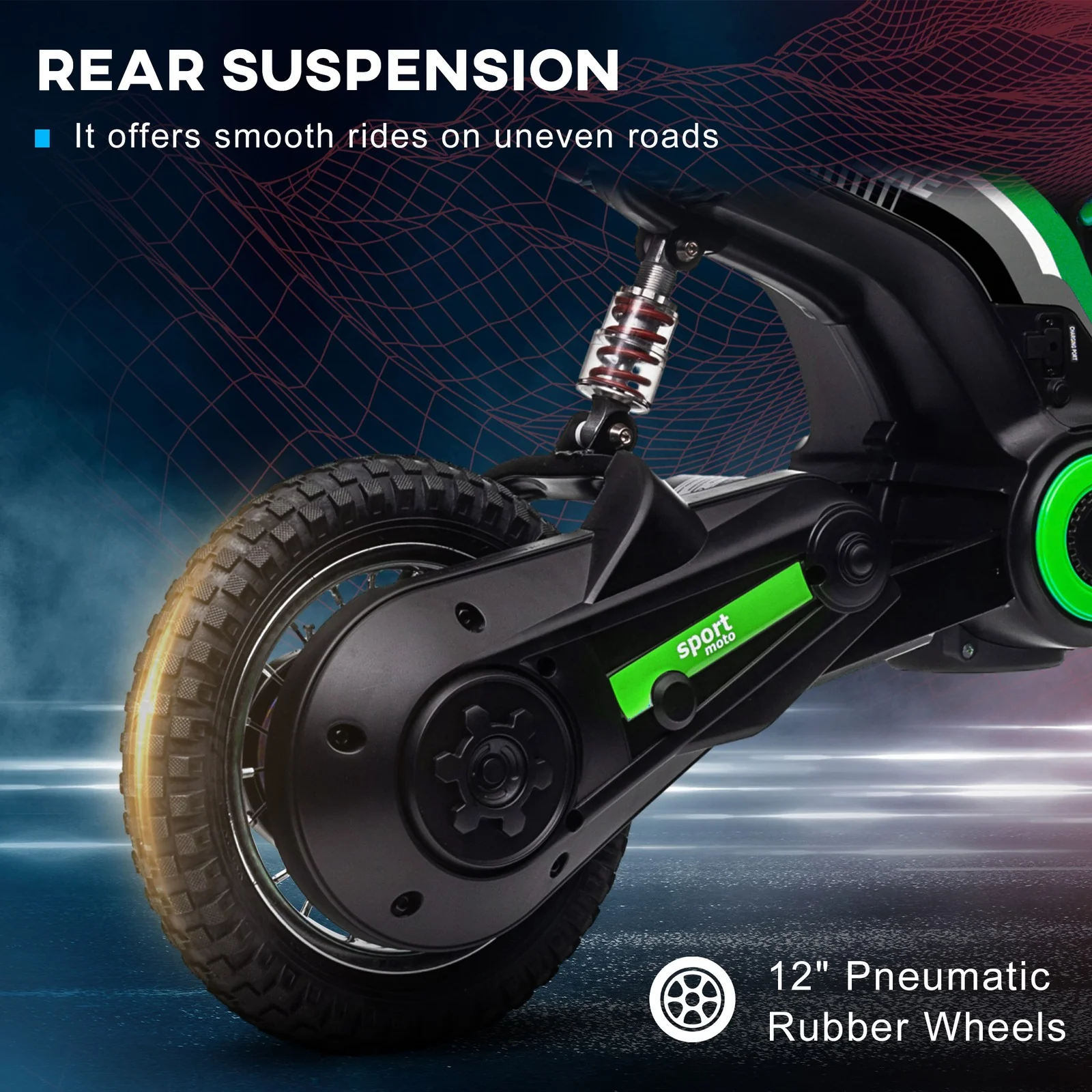 24V 350W Electric Dirt Bike Motorcycle with Twist Grip Green 15 MPH - Image 10