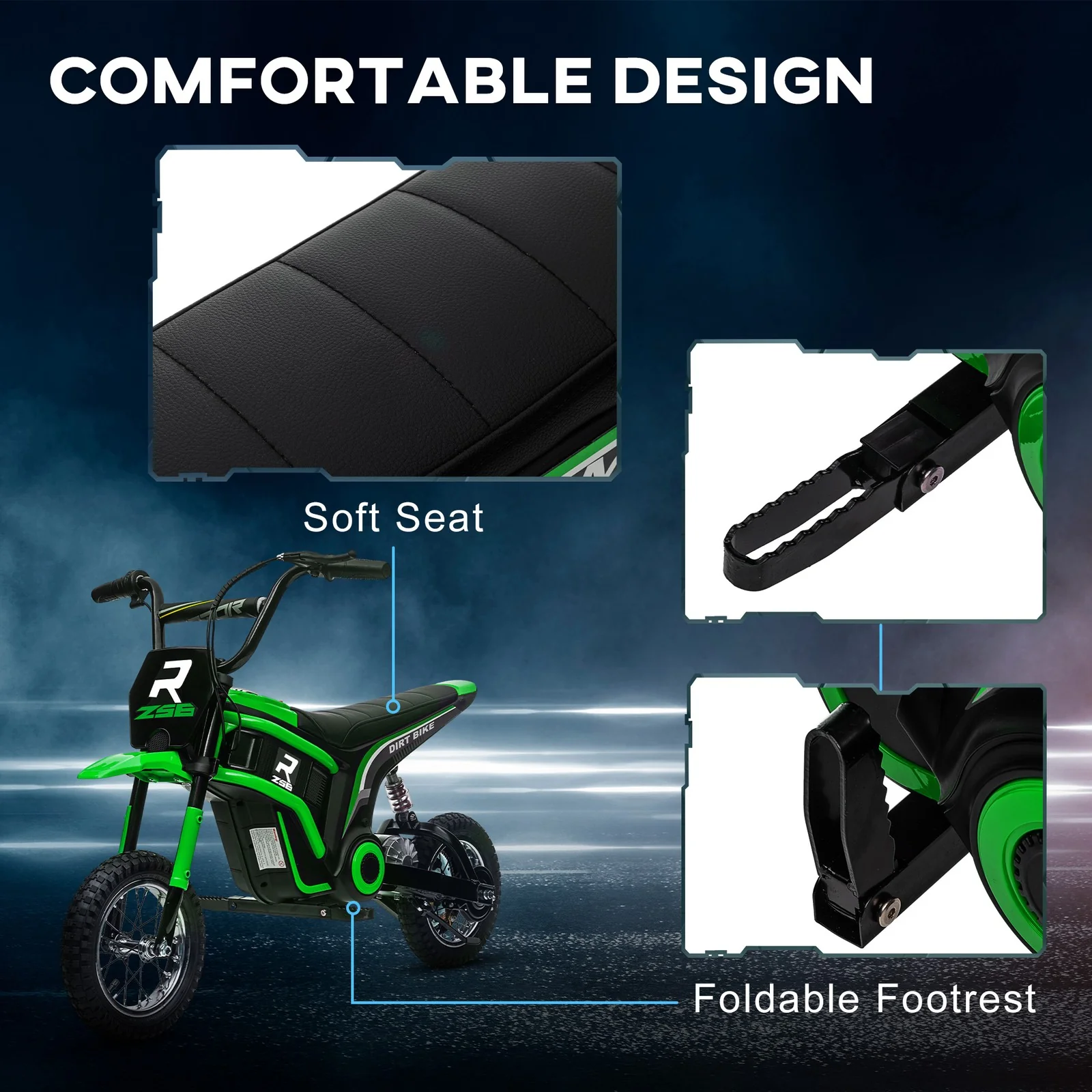 24V 350W Electric Dirt Bike Motorcycle with Twist Grip Green 15 MPH - Image 11