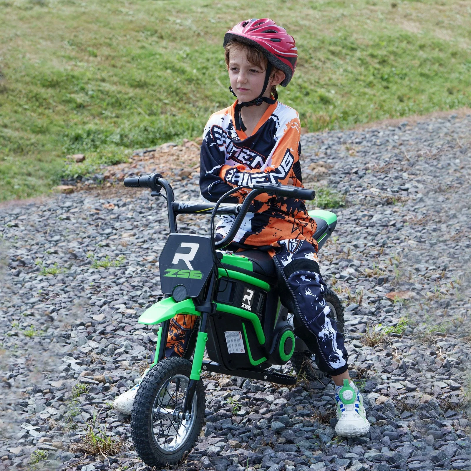 24V 350W Electric Dirt Bike Motorcycle with Twist Grip Green 15 MPH - Image 12