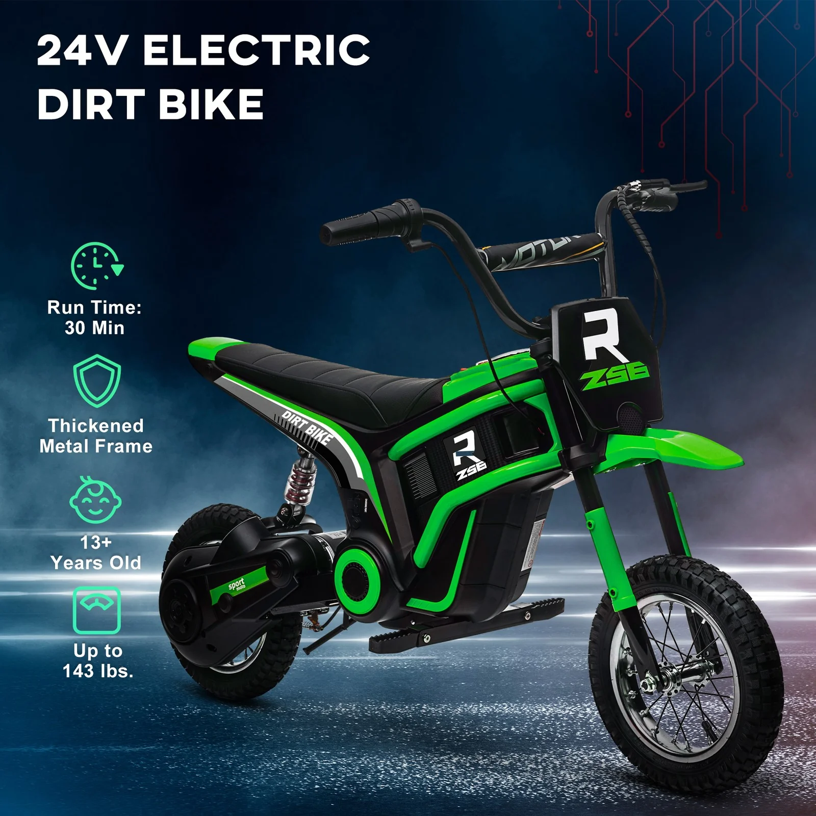 24V 350W Electric Pink Dirt Bike with Twist Grip Throttle, Speeds up to 15 MPH - Image 7