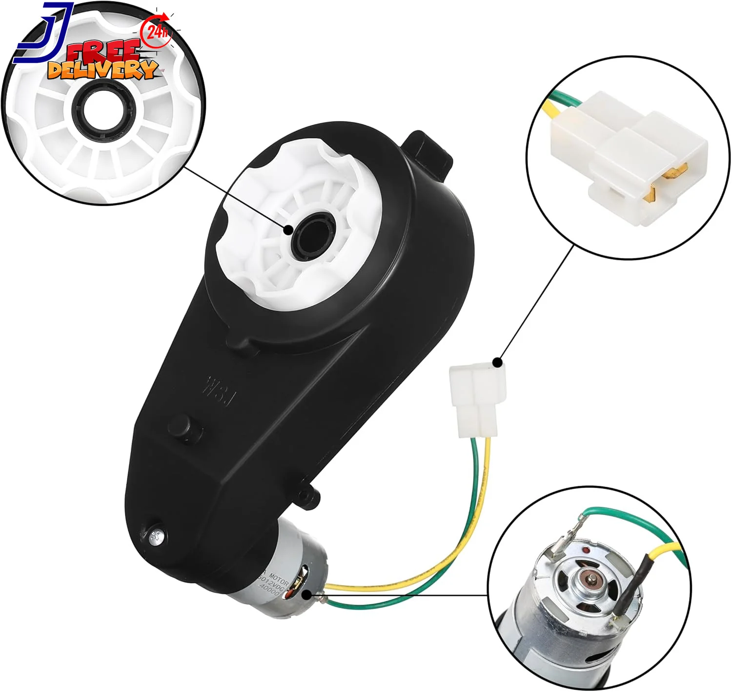 24V 40000RPM Kids Ride-On Car Motor and Gearbox Power Wheels Upgrade 2-Pack - Image 3