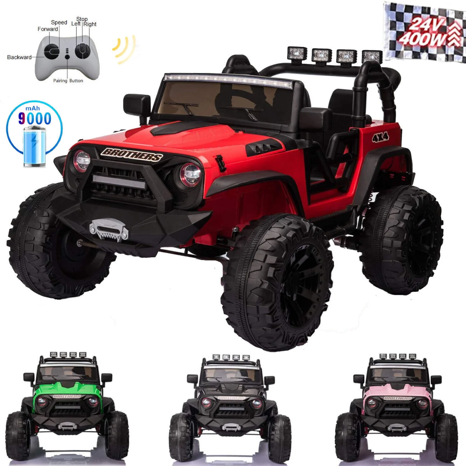 24V 400W Electric Kids Ride-On Truck with AUX Port, LED Lights, and Remote Control - Image 13