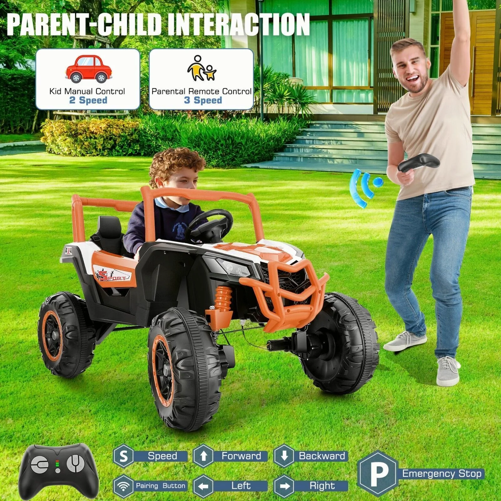 24V 4WD Electric 2-Seater Ride-On UTV Truck for Kids with 7AH Battery and Remote Control - Image 5