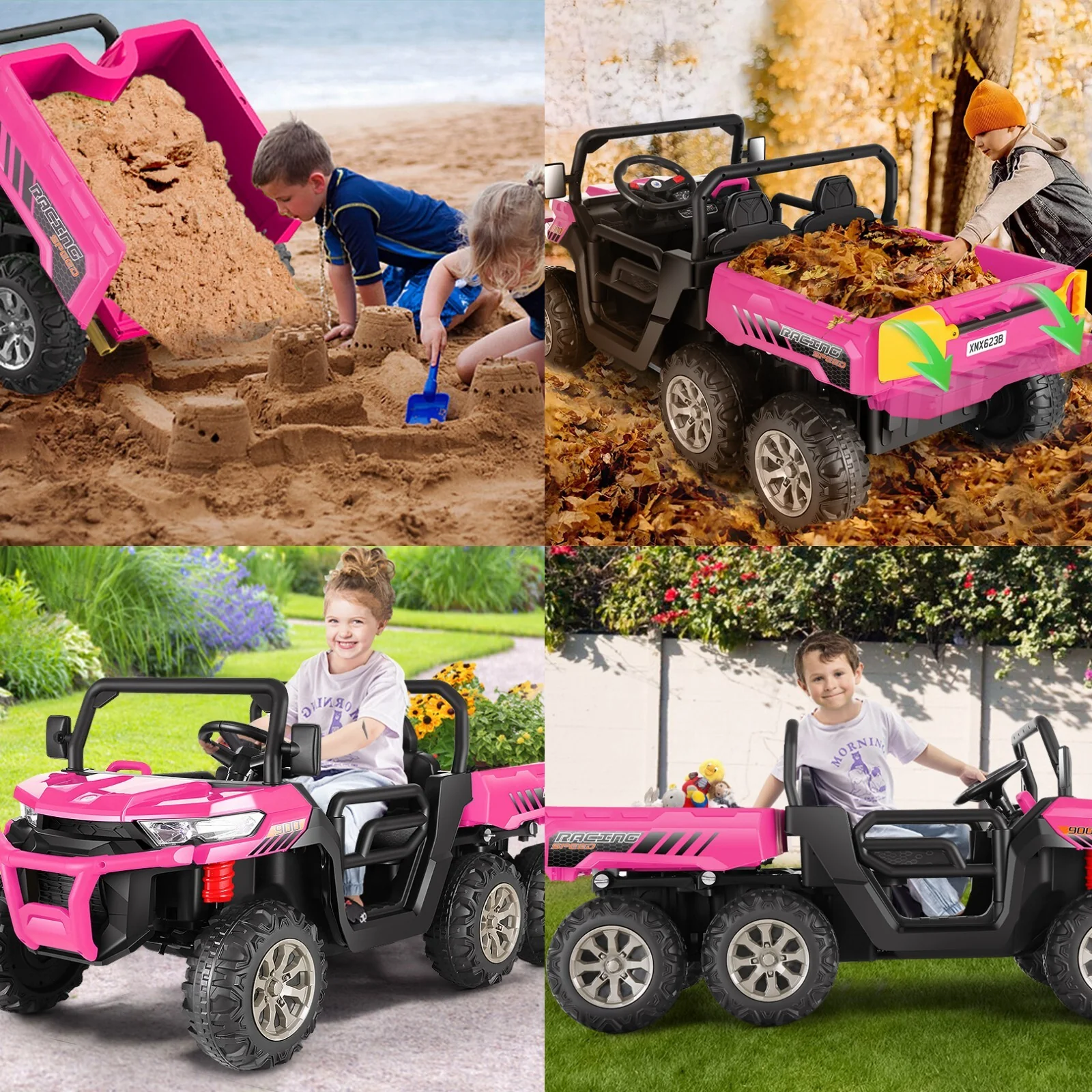 24V 4WD Electric Ride-On Dump Truck Toy with Remote Control 2-Seater for Kids - Image 12