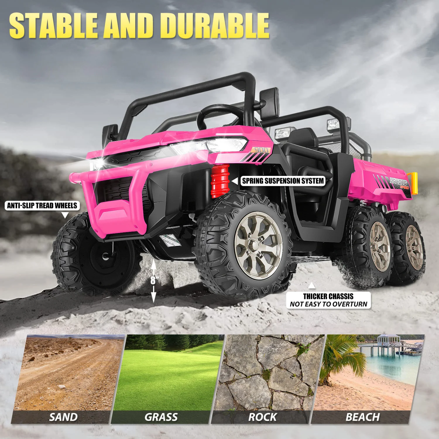 24V 4WD Kids Electric Ride-On Dump Truck with Remote Control 2-Seater Toy Car - Image 3